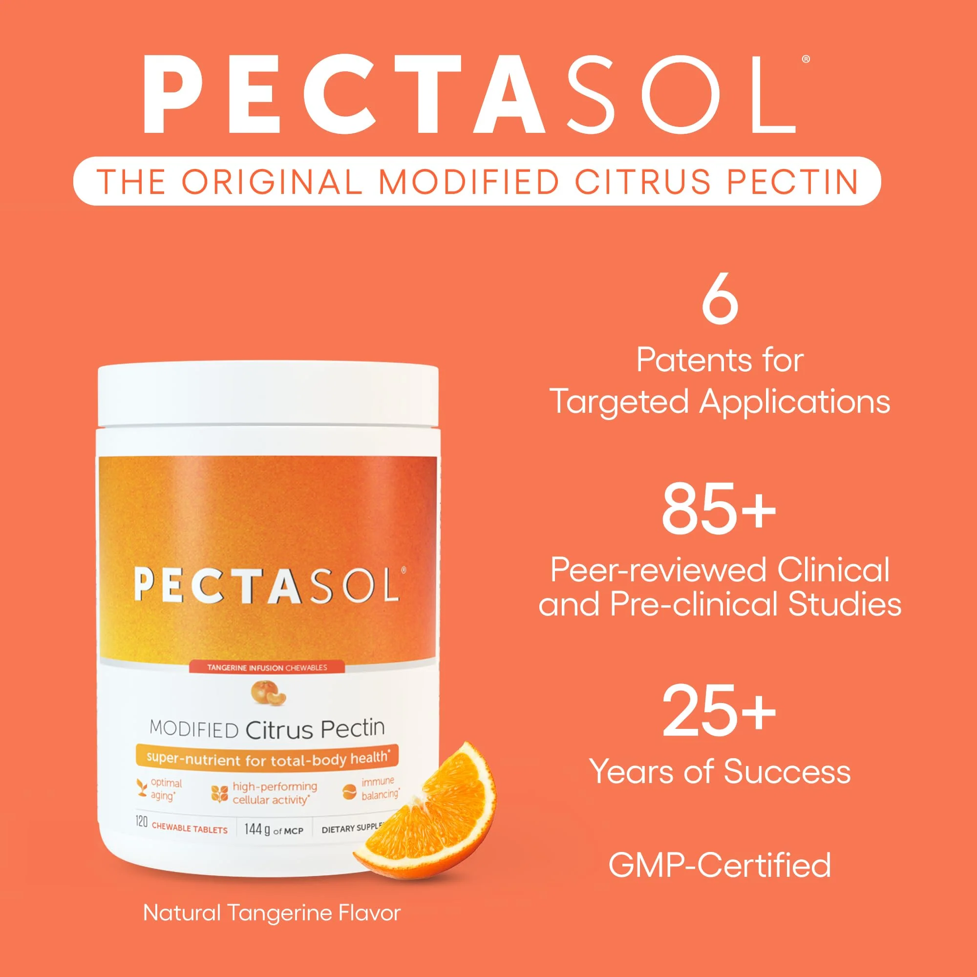 EcoNugenics PectaSol Modified Citrus Pectin – 120 Tangerine Chewable Tablets | Total-Body Wellness - Image 4
