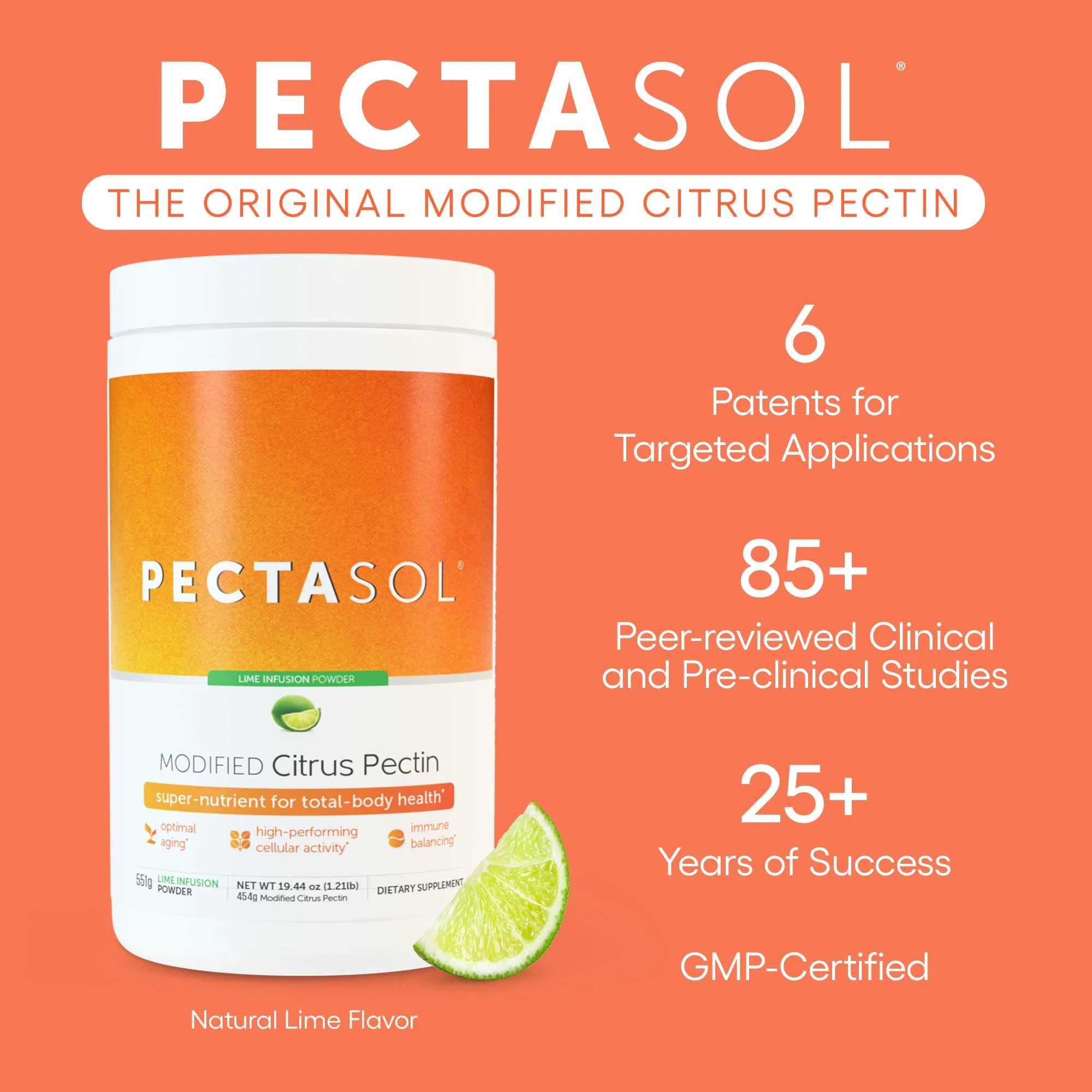 EcoNugenics PectaSol Modified Citrus Pectin – 551g Lime Powder for Total-Body Health & Galectin-3 Support - Image 2