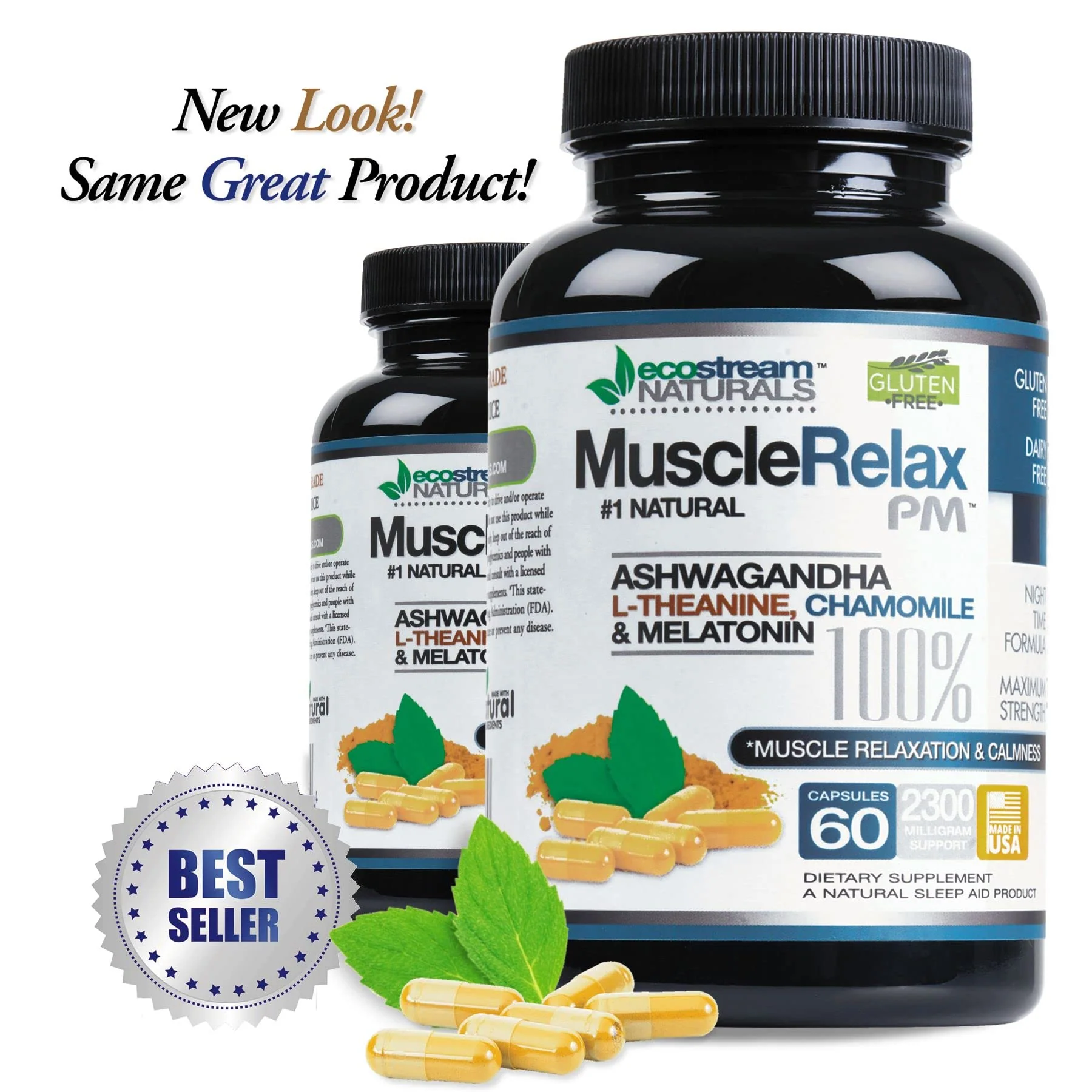 EcoStream Naturals Night-Time PM - 2-Pack (Over 2,300 mg per Pack) | Magnesium, Ashwagandha, Valerian & Passion Flower - Image 2