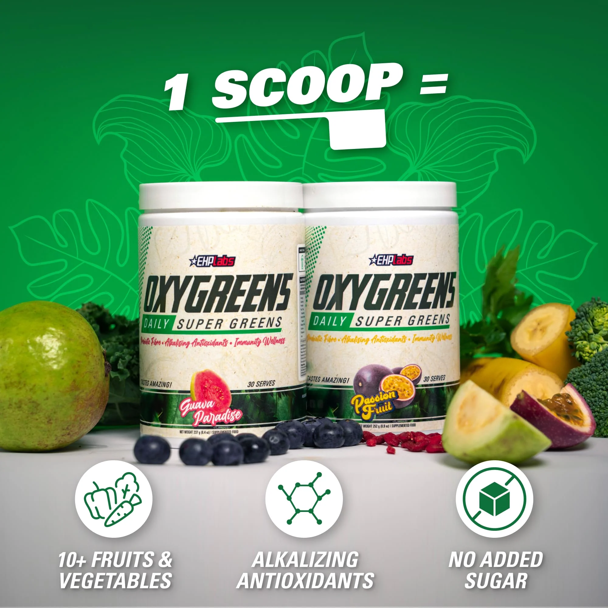 EHP Labs OxyGreens Forest Berries – Daily Greens Powder with Spirulina, Chlorella, Prebiotics & Enzymes | 30 Servings - Image 4