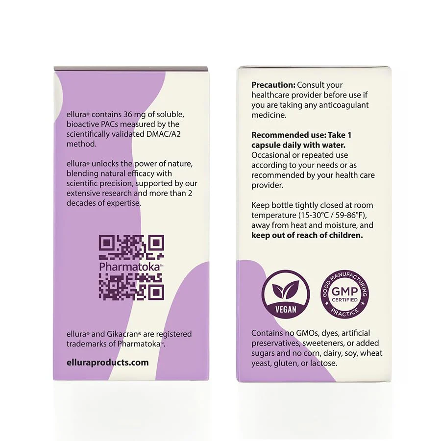 ellura 36 mg PACs – Clinically Backed Cranberry Extract, 90 Capsules | Urinary Tract Health - Image 5