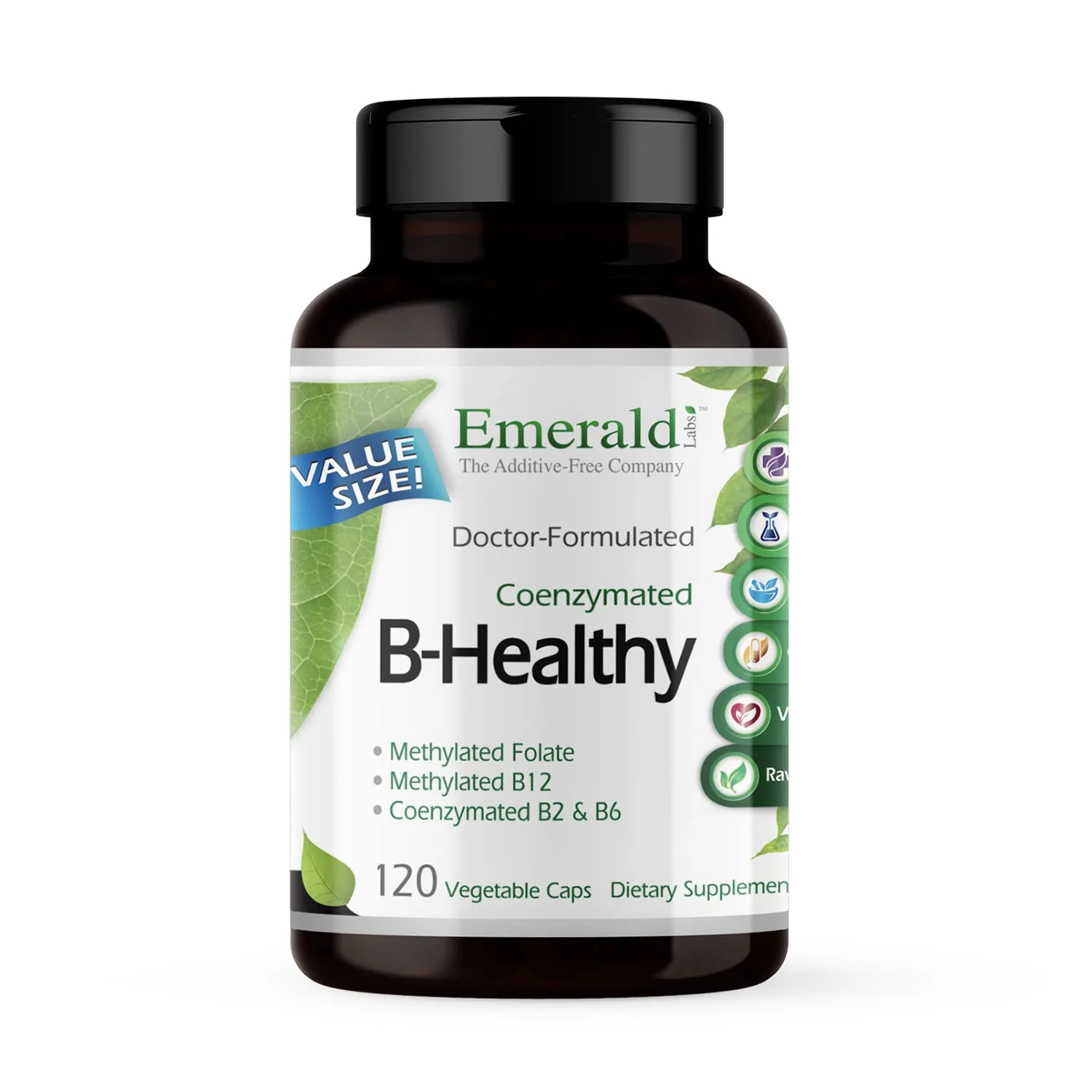 EMERALD LABS B-Healthy - Vegan Vitamin B Complex with Methylated Folic Acid & Full-Spectrum B Vitamins - 120 Veg Capsules - Image 8