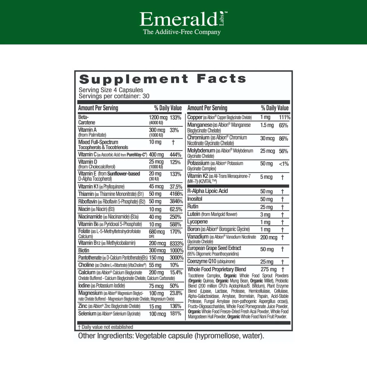 EMERALD LABS Complete Clinical Multi - Multivitamin for Gut Health & Immune Support | 120 Veg Capsules - Image 3
