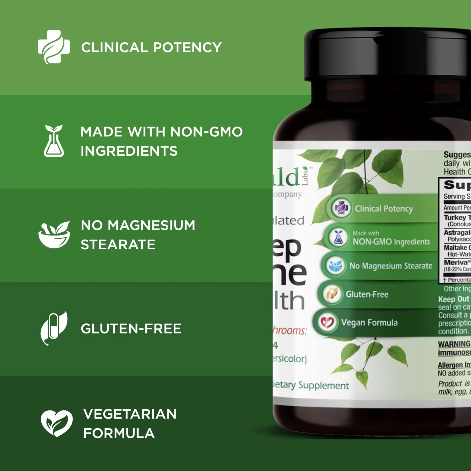 Emerald Labs Deep Immune Health - Immune Support (60 Veg Capsules) with Maitake, Meriva Turmeric & Astragalus - Image 11