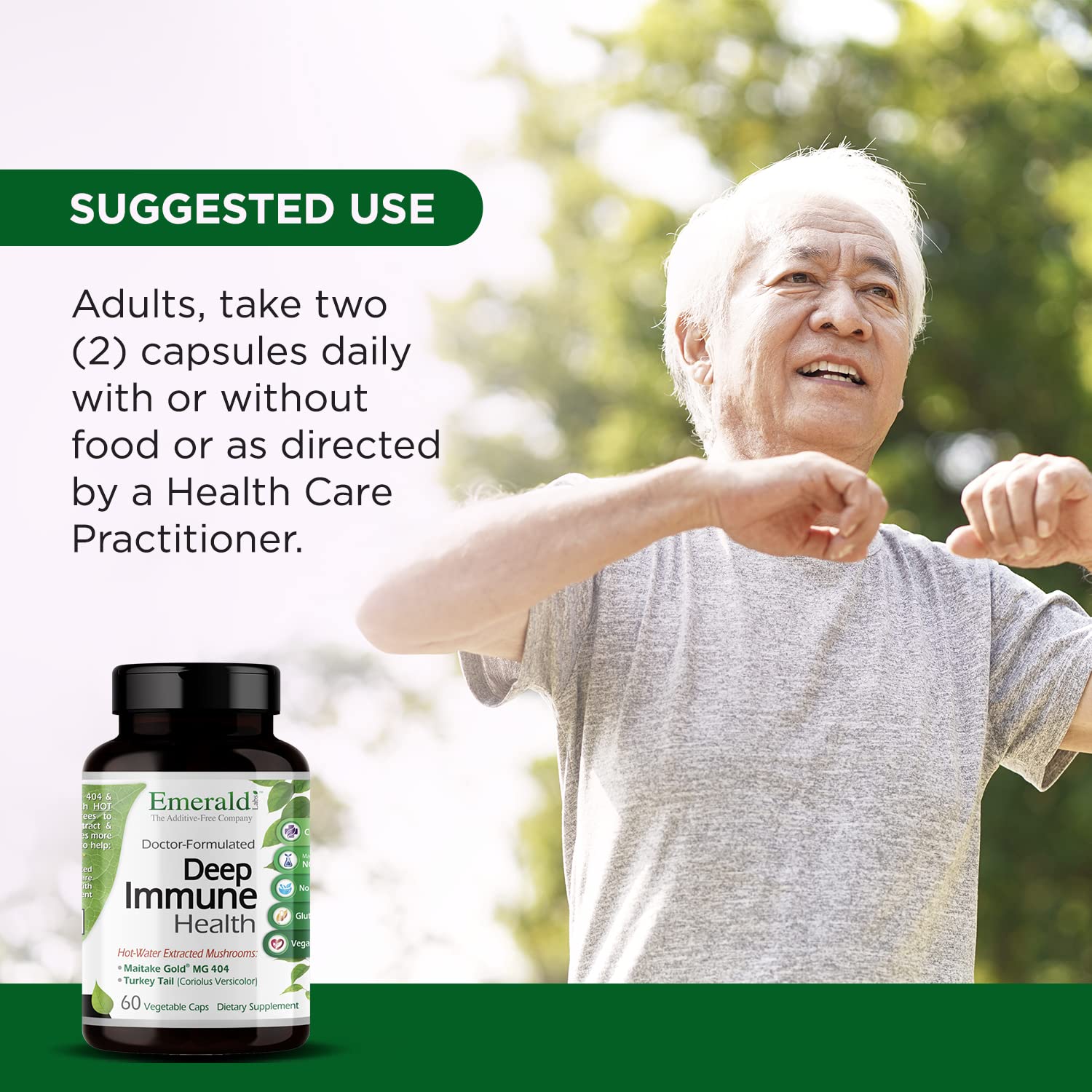 Emerald Labs Deep Immune Health - Immune Support (60 Veg Capsules) with Maitake, Meriva Turmeric & Astragalus - Image 12