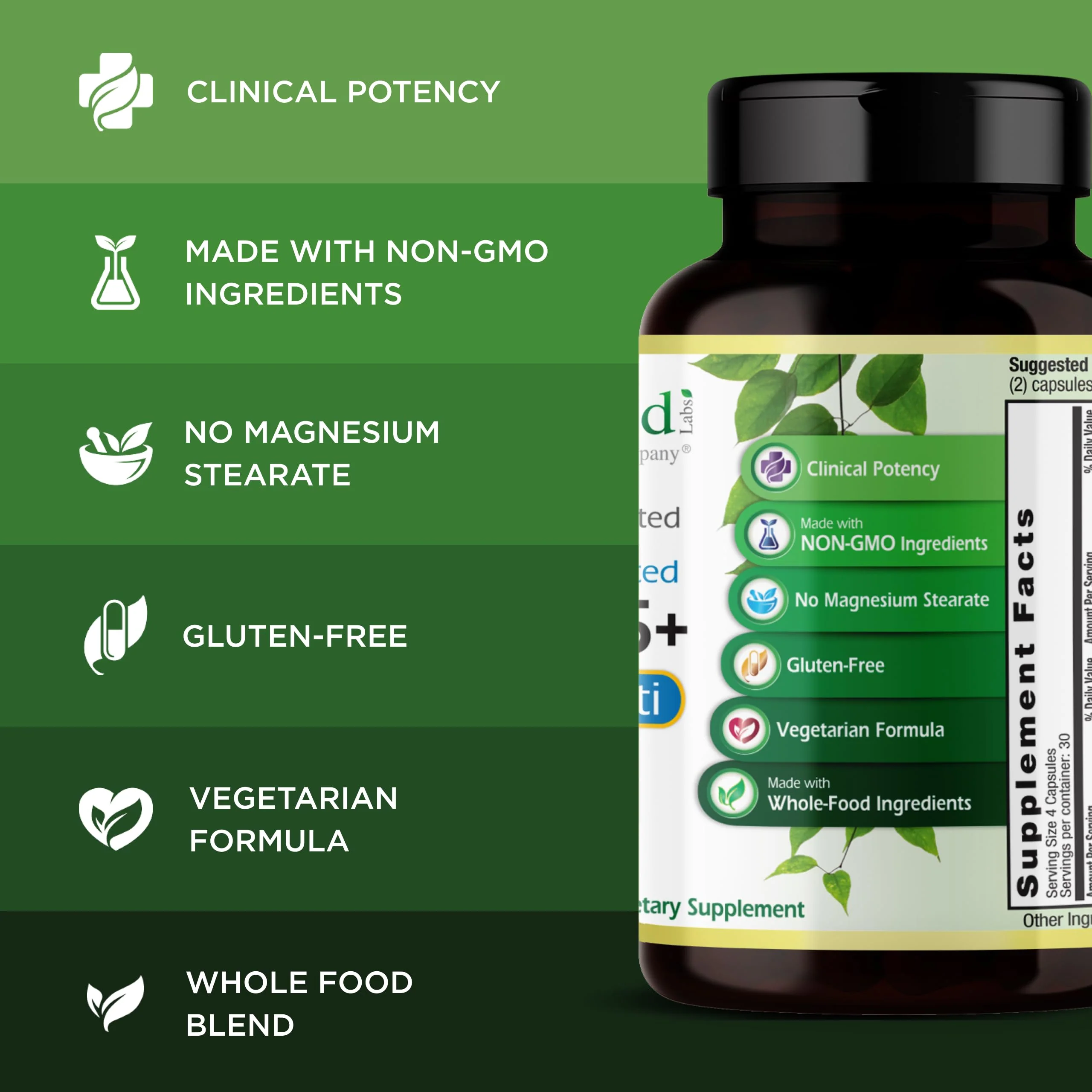 EMERALD LABS Men's 45+ Clinical Multi – Multivitamin for Bone & Heart Health | Gluten-Free & Vegetarian | 120 Veg Capsules - Image 2