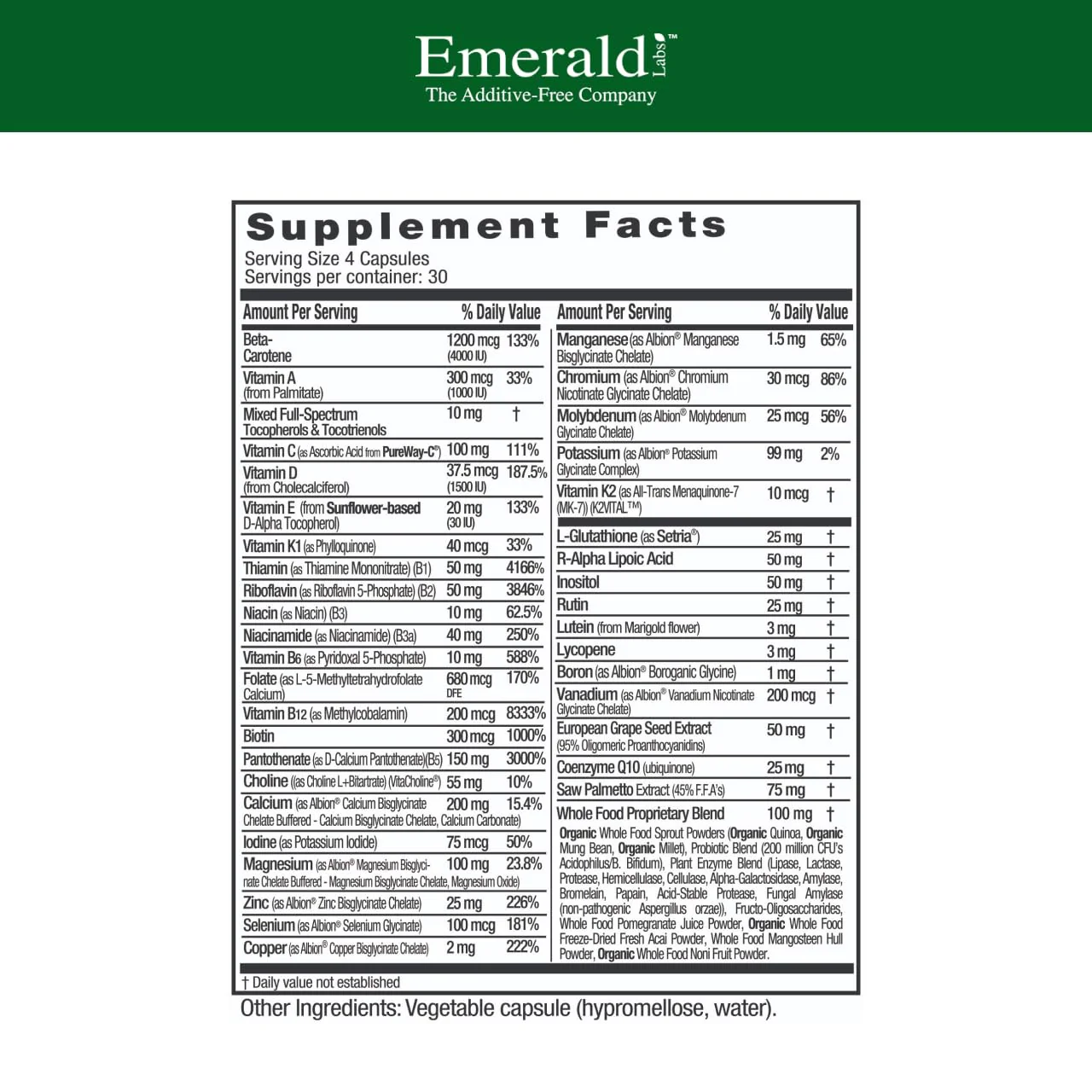 EMERALD LABS Men's 45+ Clinical Multi – Multivitamin for Bone & Heart Health | Gluten-Free & Vegetarian | 120 Veg Capsules - Image 3