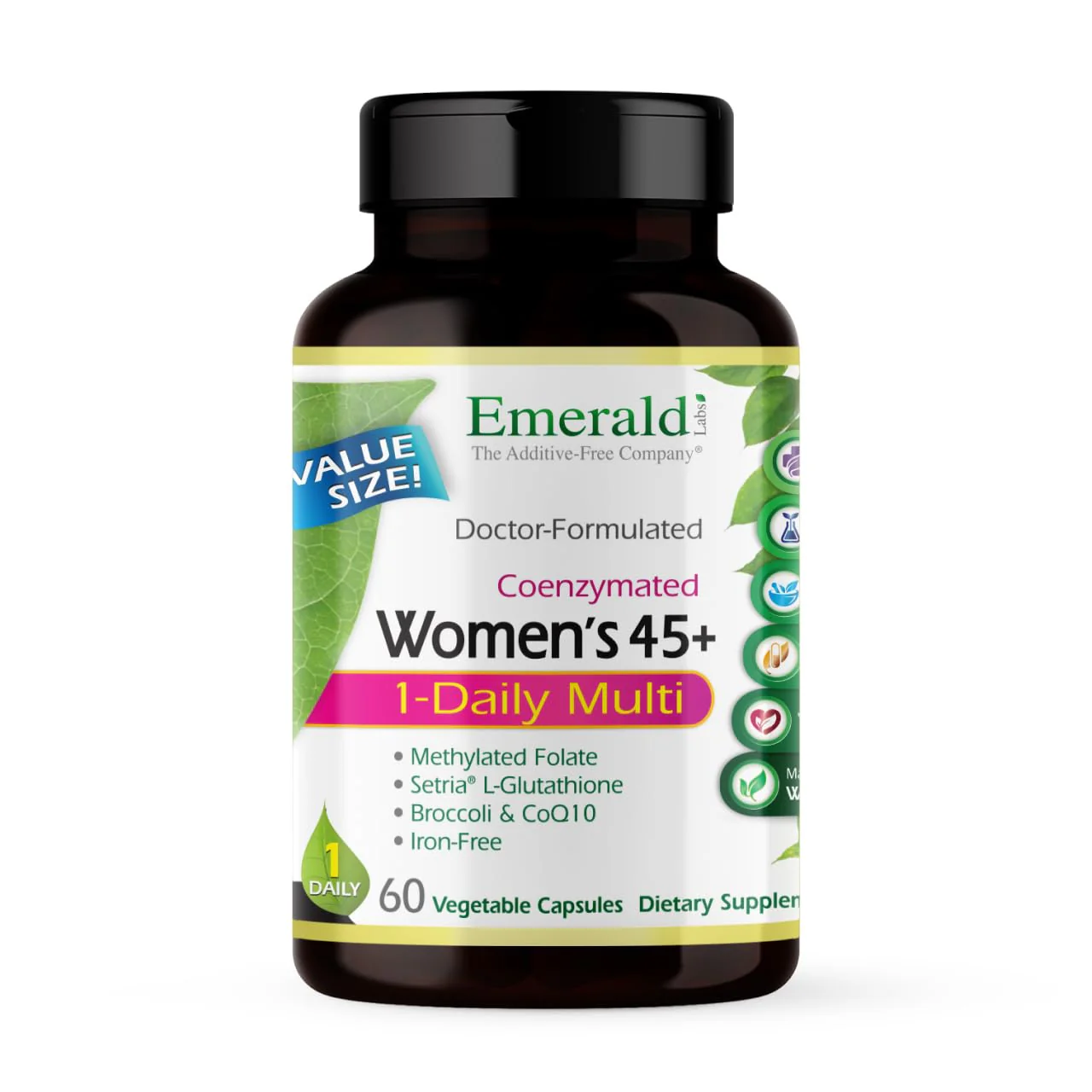 EMERALD LABS Women's 45+ 1-Daily Multi – Gluten-Free Vegetarian Multivitamin, Bone & Heart Support | 60 Veg Capsules - Image 9