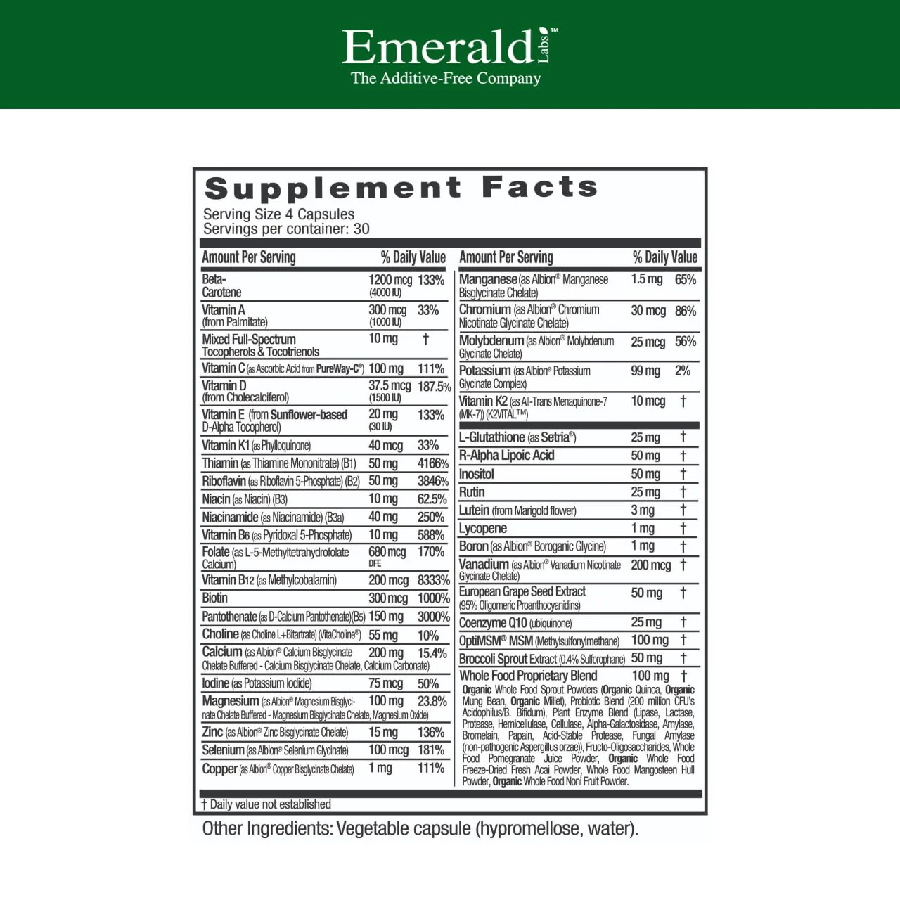 Emerald Labs Women's 45+ Clinical Multi – Gluten-Free & Vegetarian (120 VCaps) - Image 10