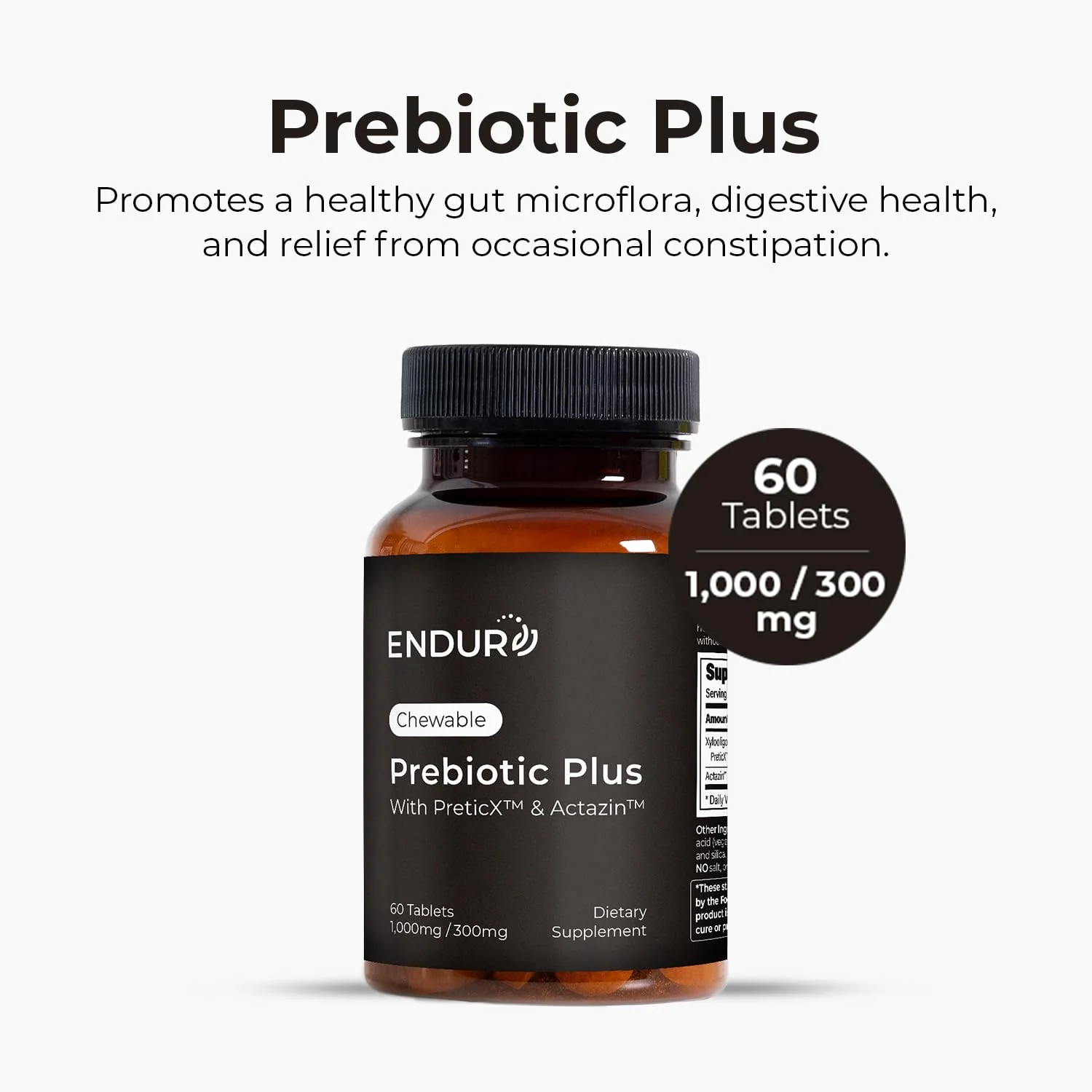 Endurance Products Prebiotic Plus chewable with Actazin™ - Promotes Digestive Health - 60 Count Company (Pack of 2) - Image 2