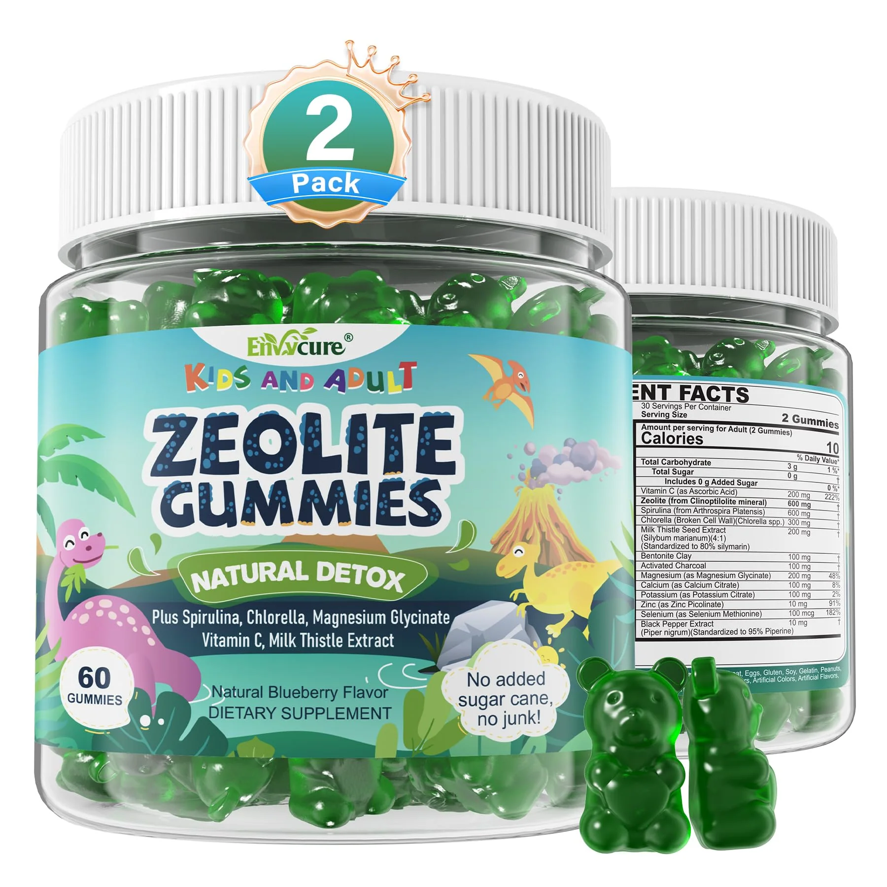 EnvyCure Zeolite Detox Gummies – Sugar-Free, Spirulina & Chlorella, for Kids & Adults – 120 Count - Image 10