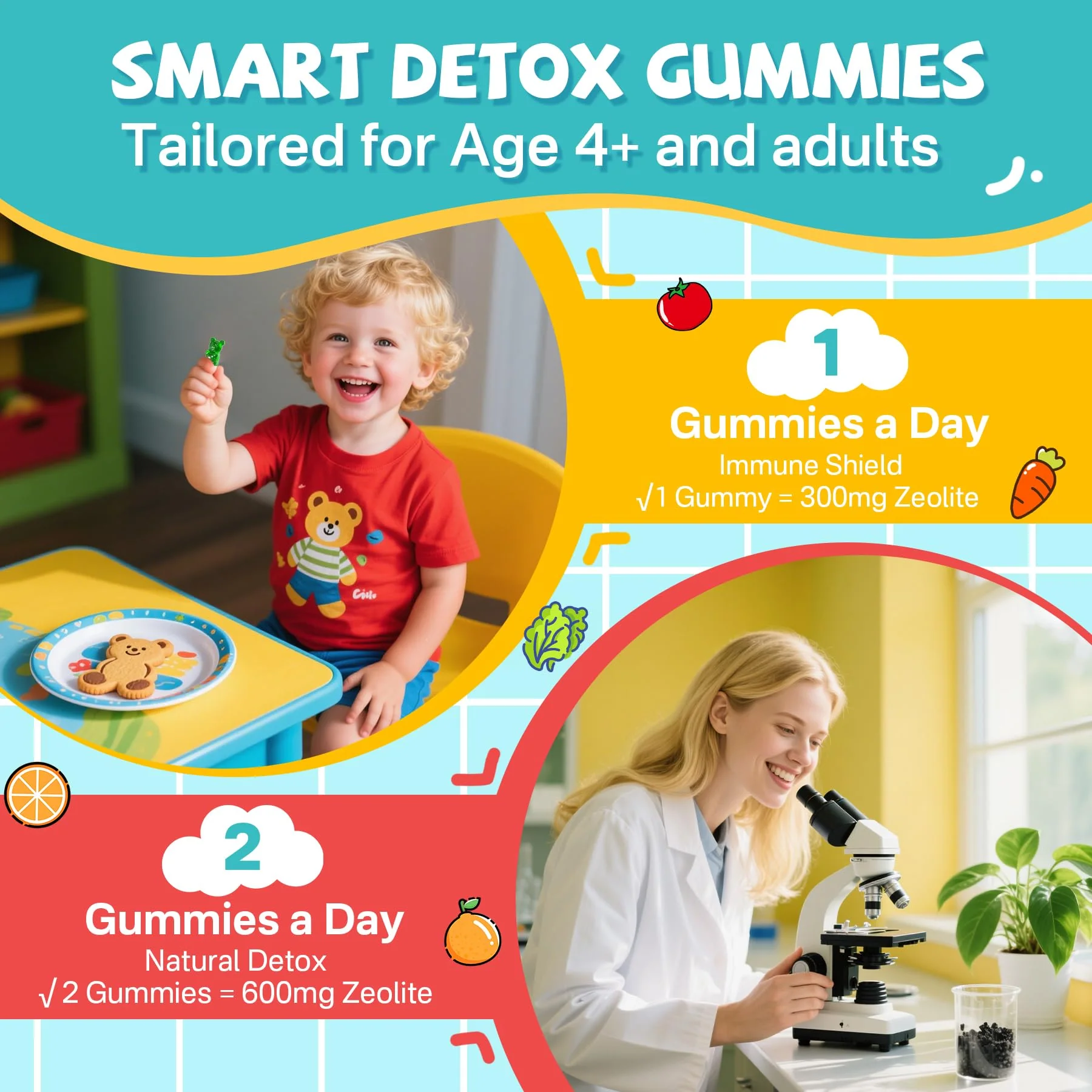 EnvyCure Zeolite Detox Gummies – Sugar-Free, Spirulina & Chlorella, for Kids & Adults – 120 Count - Image 7