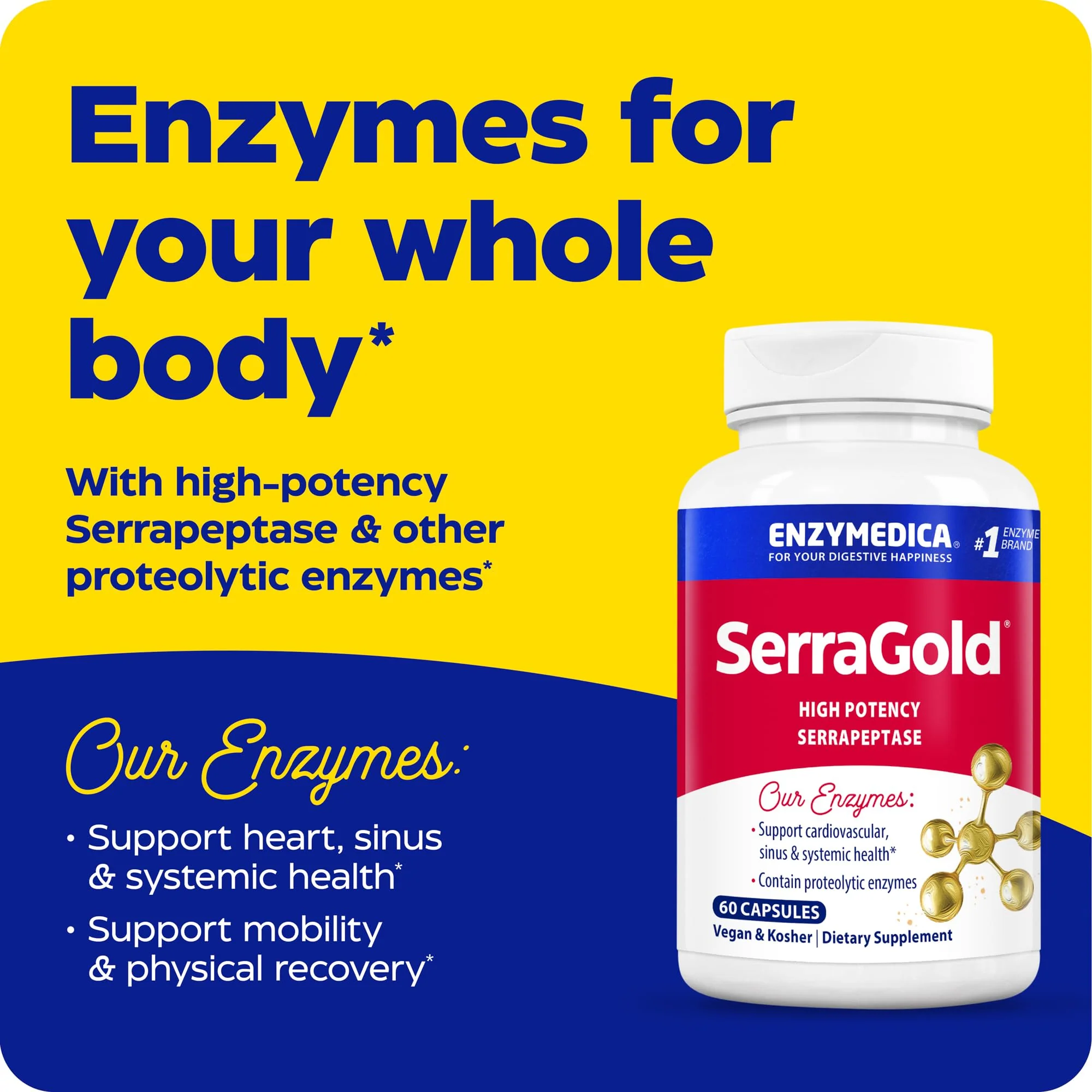Enzymedica SerraGold High-Potency Serrapeptase Enzyme Supplement – 120 Count - Image 3