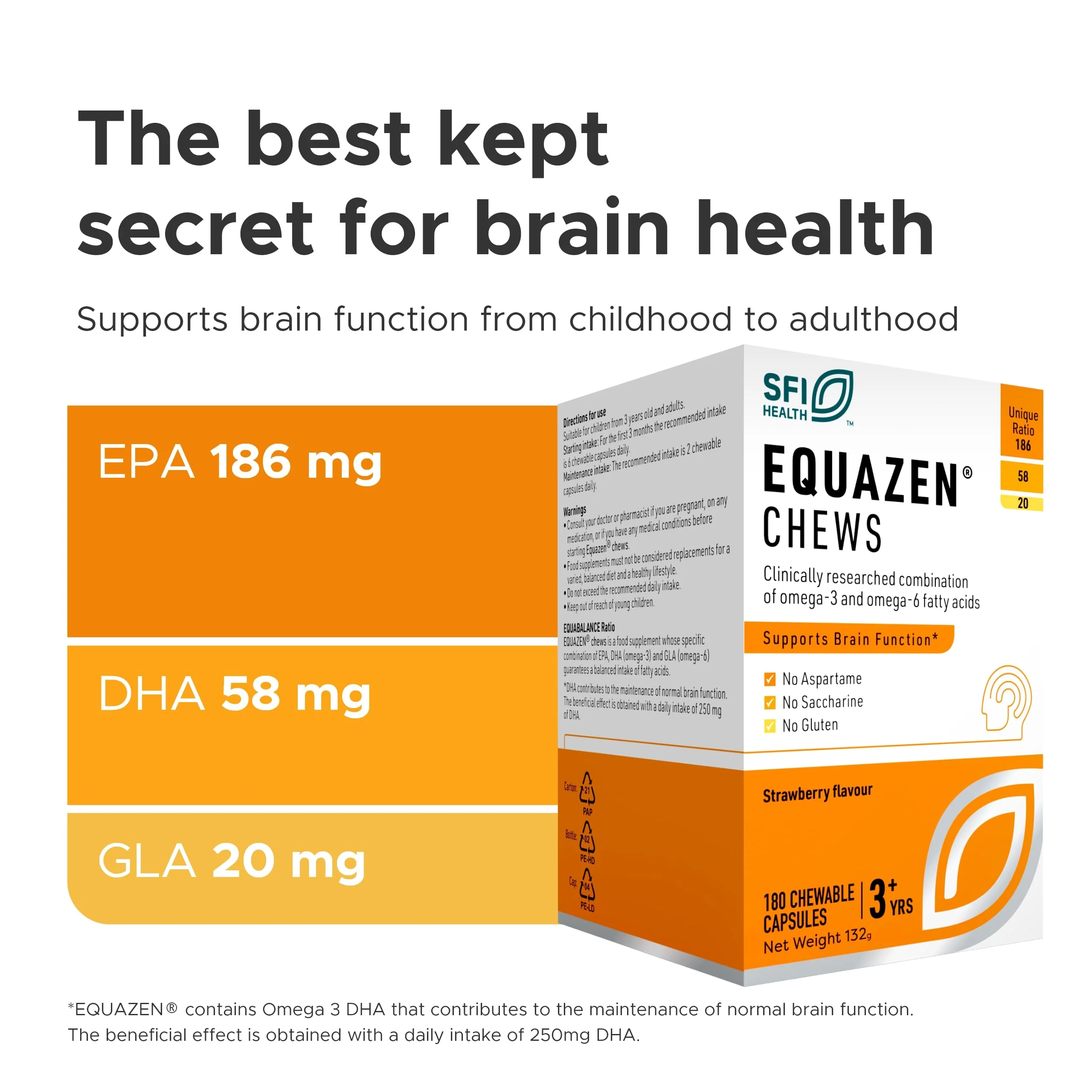 Equazen Eye Q Chews 180 Capsules - Strawberry Flavour Omega-3 & Omega-6 | May Support Concentration & Brain Development - Image 14
