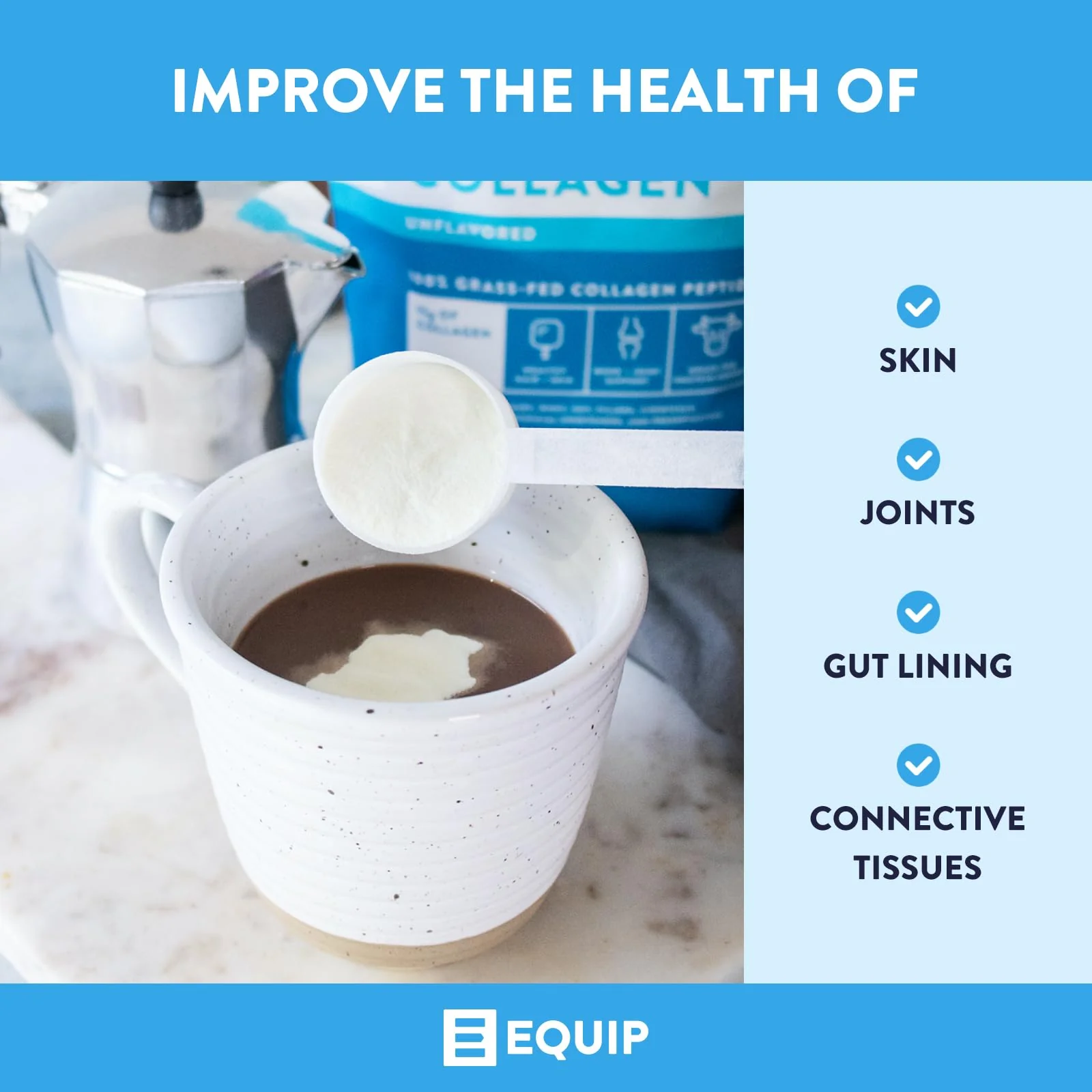 Equip Foods Grass Fed Collagen Powder – Unflavored, 30 Servings, Non-GMO - Image 2