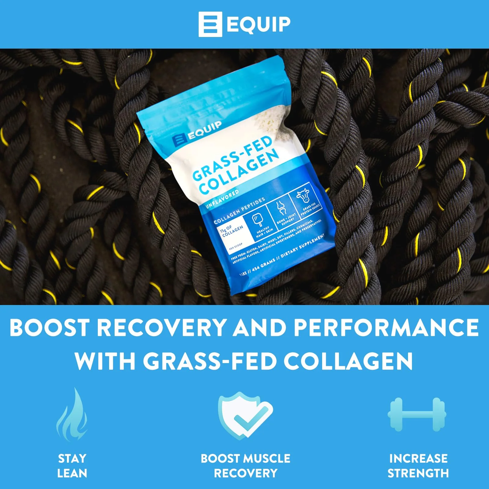 Equip Foods Grass Fed Collagen Powder – Unflavored, 30 Servings, Non-GMO - Image 3