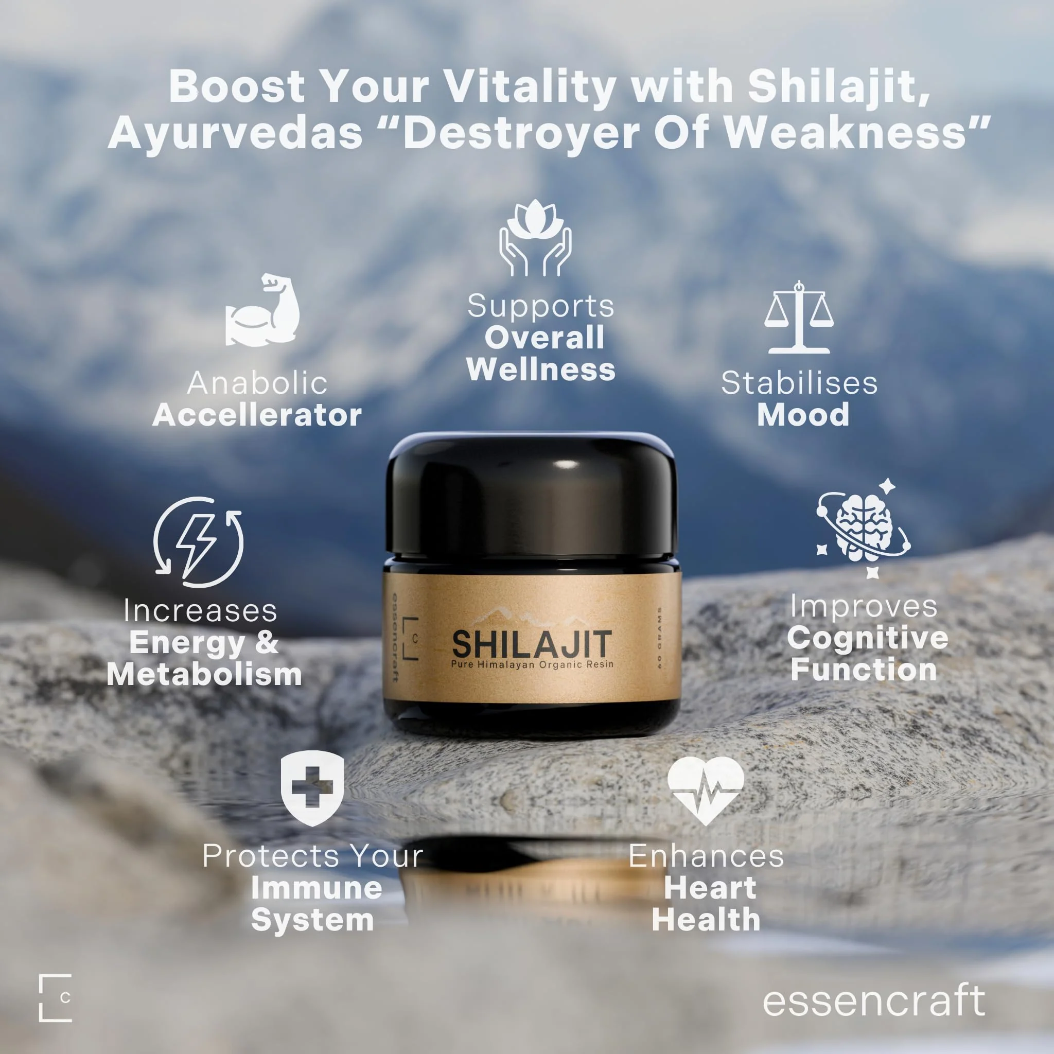 Essencraft Organic Himalayan Shilajit Resin – 500mg per Serving, 60g, Lab Tested, 85+ Minerals - Image 13