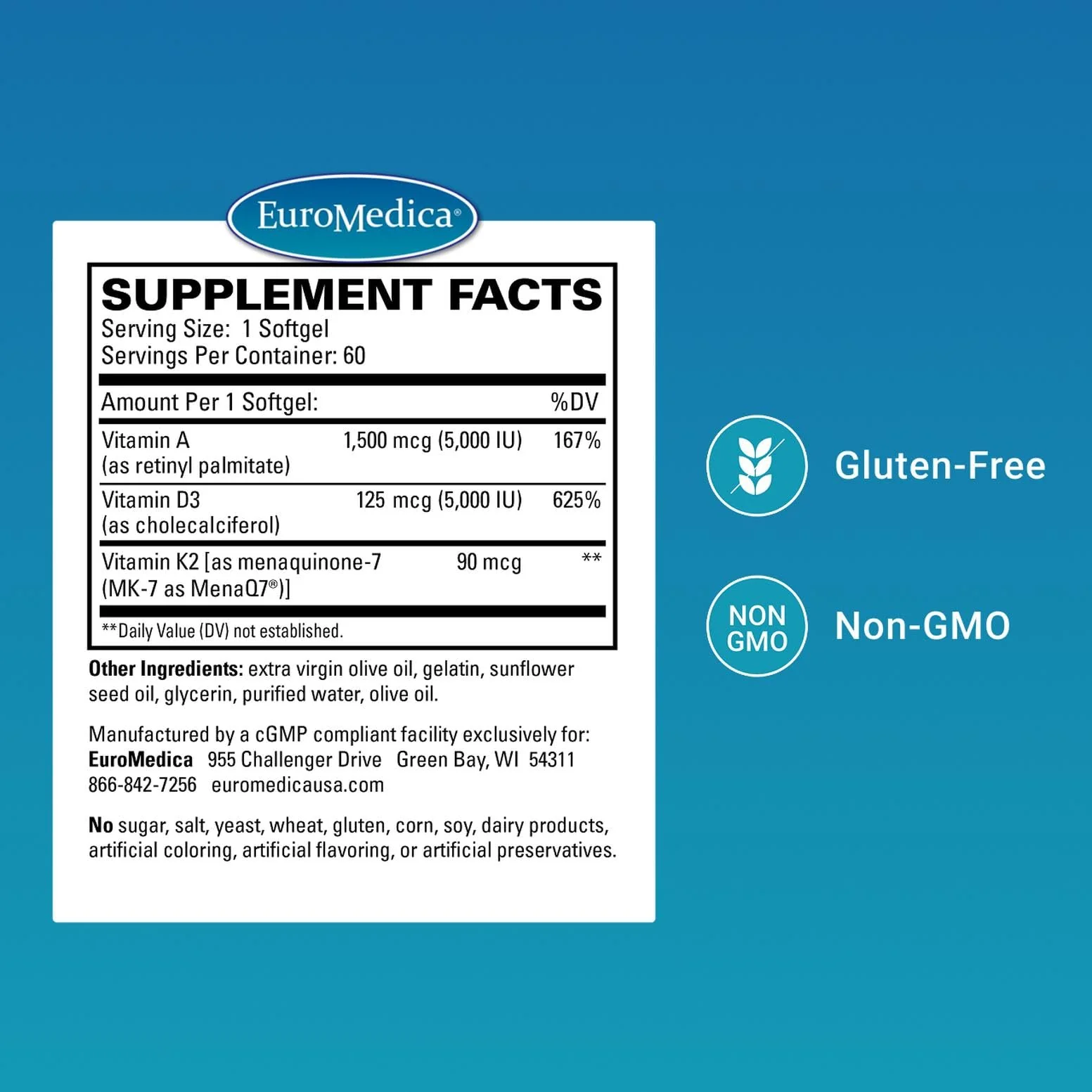 EuroMedica A•D•K2 Cardio Health – Cardio & Vascular Support Softgels (60) - Image 2