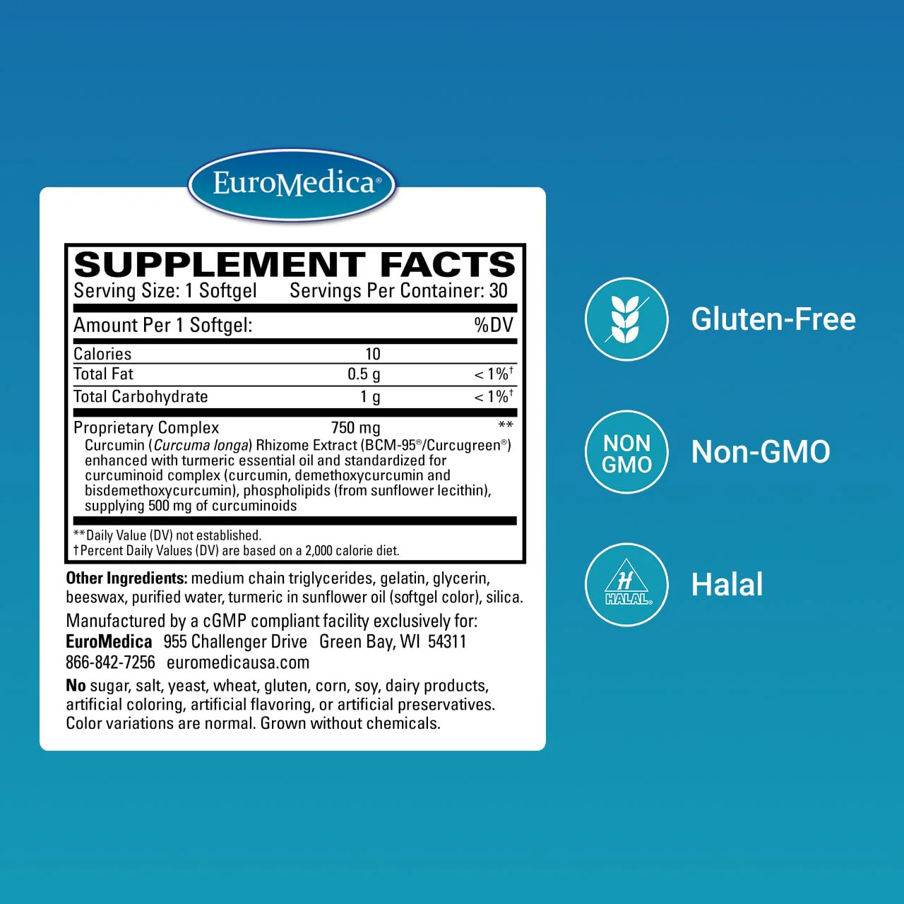 EuroMedica CuraPro: High-Potency Curcumin for Brain & Heart Support - 30 Softgels - Image 3