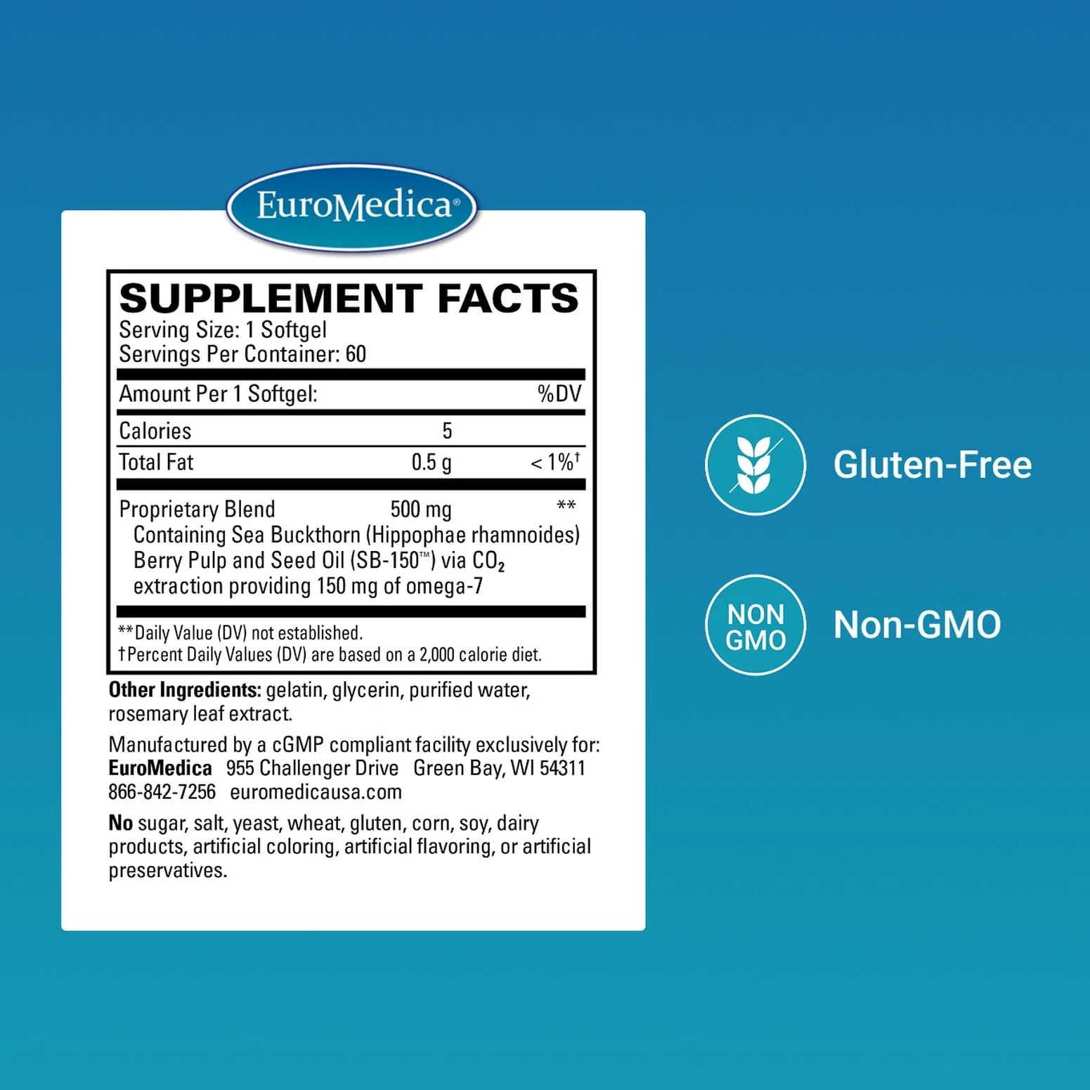 EuroMedica ProHydra-7 – Skin Health Dietary Supplement (60 Softgels) - Image 2