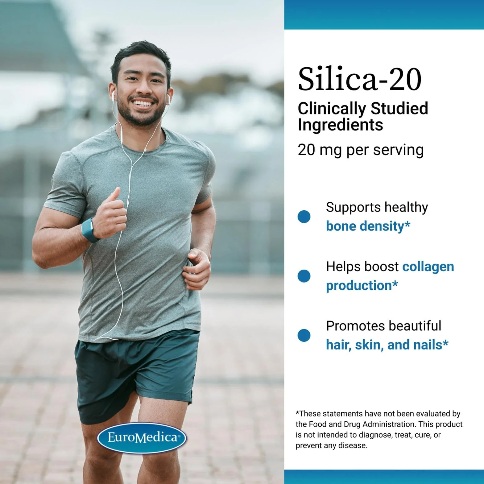 EuroMedica Silica-20 – Supports Bone Density, Collagen, Hair & Nails – 60 Tablets - Image 3
