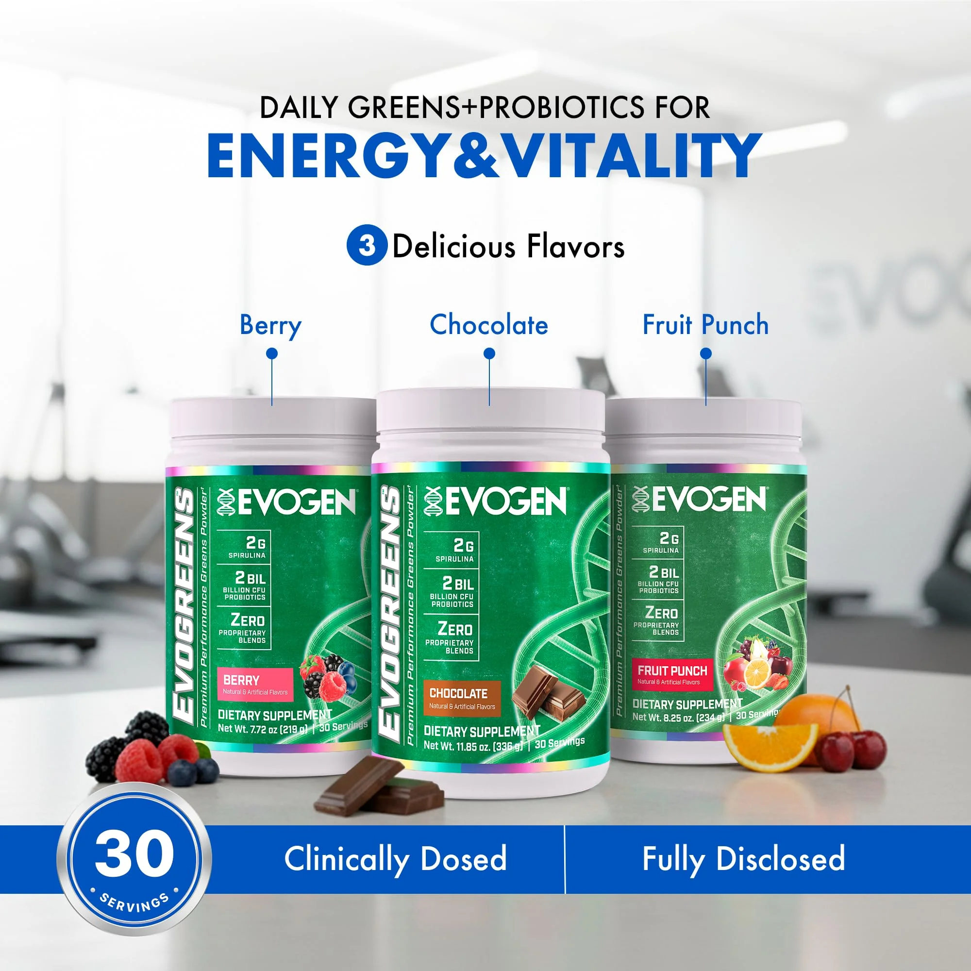 Evogen Evogreens - Super Greens Powder | Recovery, Wellness & Immunity | Berry | 30 Servings - Image 2