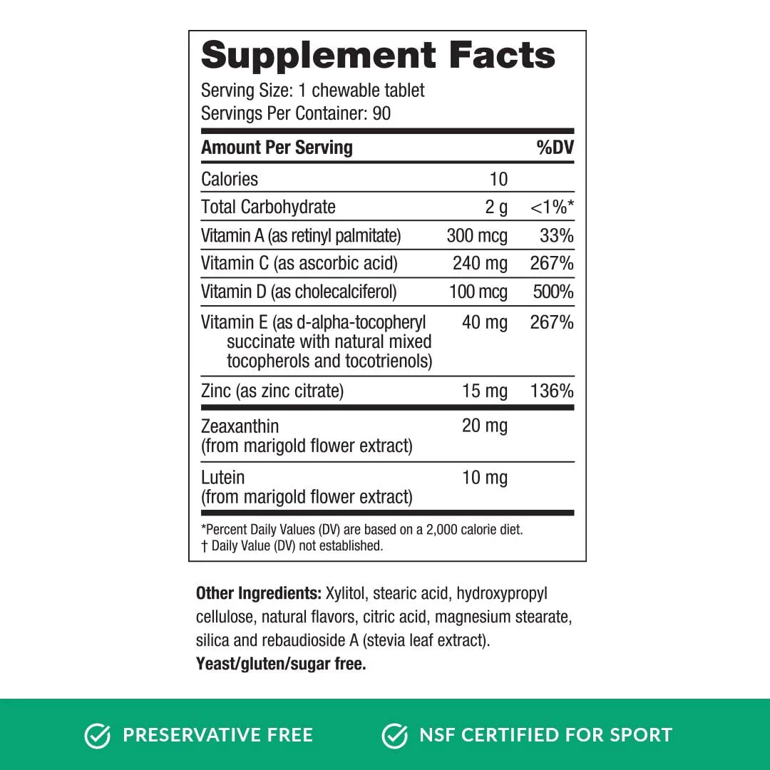 EyePromise Vizual Edge AREDS 2 Eye Vitamin – 90 Chewables, Citrus Flavor (Zeaxanthin 20mg & Lutein 10mg) - Image 5