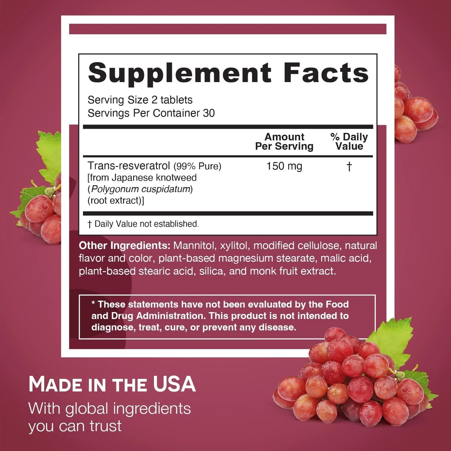 EZ Melts Dissolvable Resveratrol 150 mg – Sugar-Free, 2-Pack (1-Month Supply) - Image 2