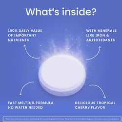 EZ Melts Multivitamin + Iron – Daily Dissolvable Vitamin for Women & Men, Vegan & Non-GMO, Tropical Cherry, 120 Tablets - Image 4