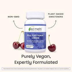 EZ Melts Multivitamin + Iron – Daily Dissolvable Vitamin for Women & Men, Vegan & Non-GMO, Tropical Cherry, 120 Tablets - Image 6