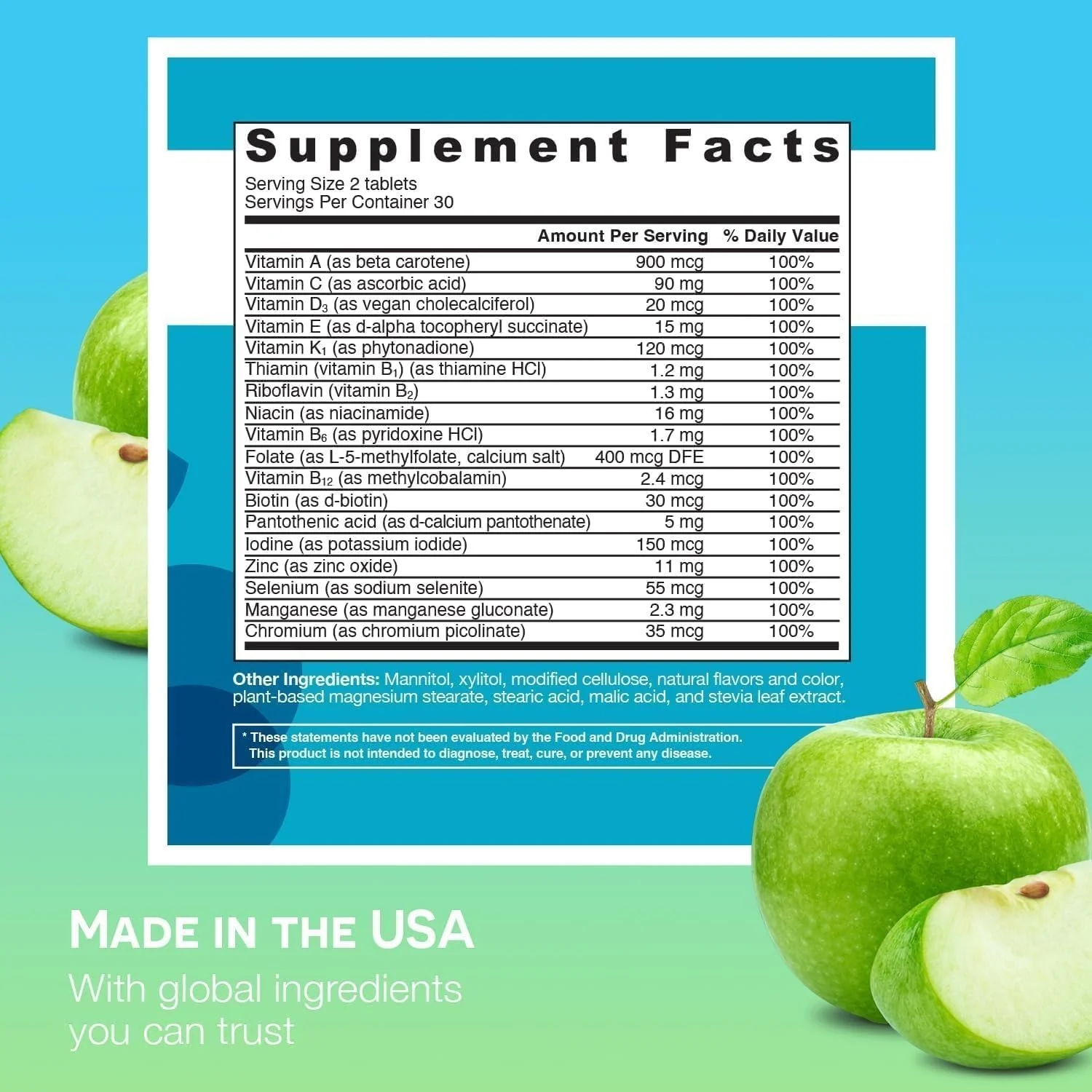 EZ Melts Multivitamin Without Iron – Apple Flavor, 18 Vitamins & Minerals, 120 Fast-Dissolve Tablets - Image 8