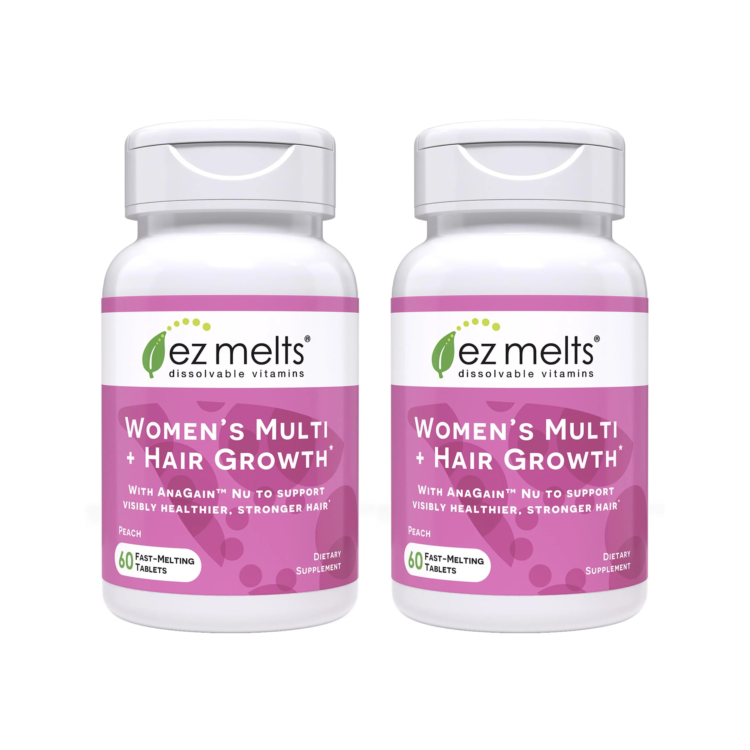 EZ Melts Women's Multi + Hair Growth – Peach, 120 Dissolvable Tablets (60 Servings) – Vegan & Non-GMO - Image 7