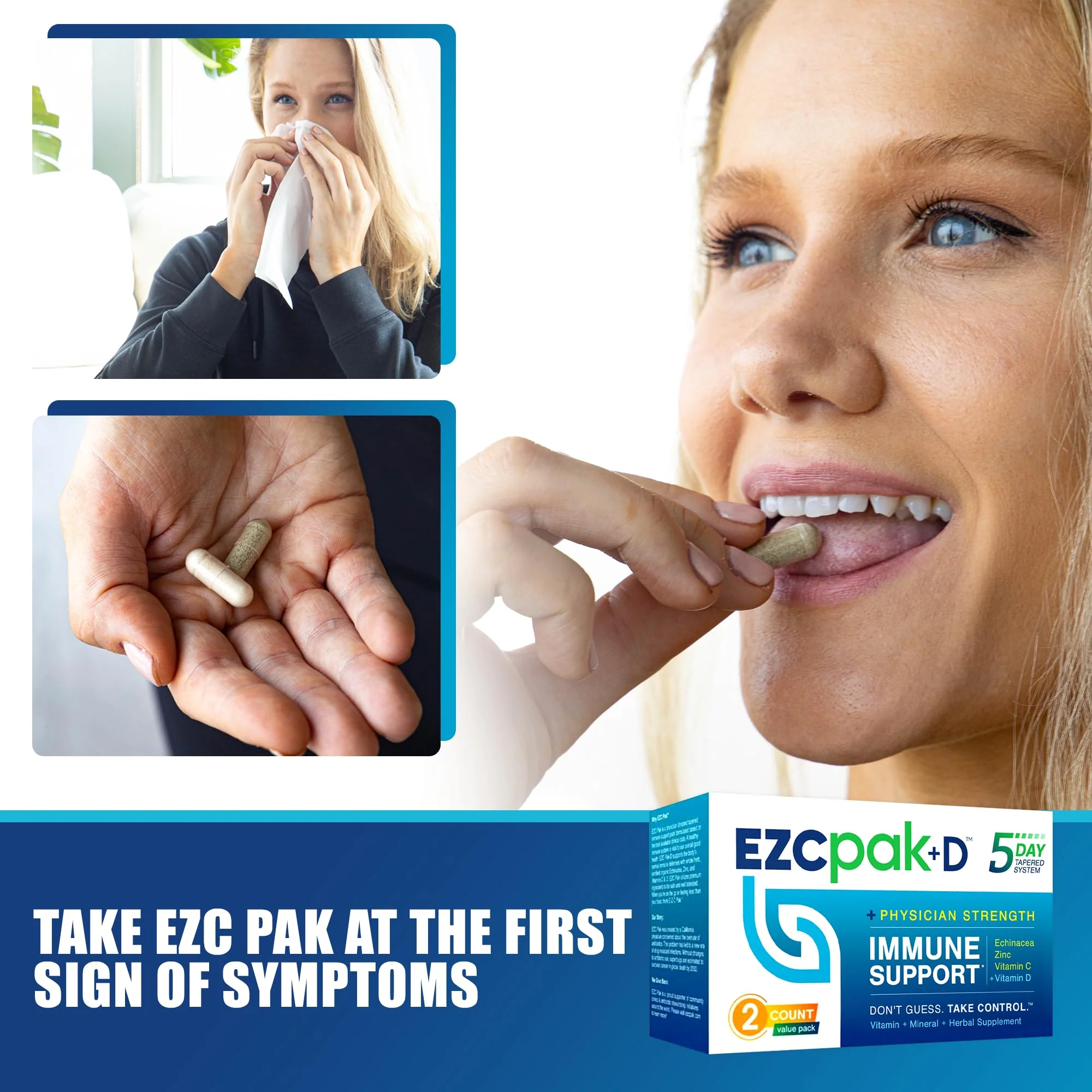 EZC Pak 5-Day Immune Booster: Echinacea, Vitamin C, Zinc & Vitamin D – Pack of 2 - Image 6