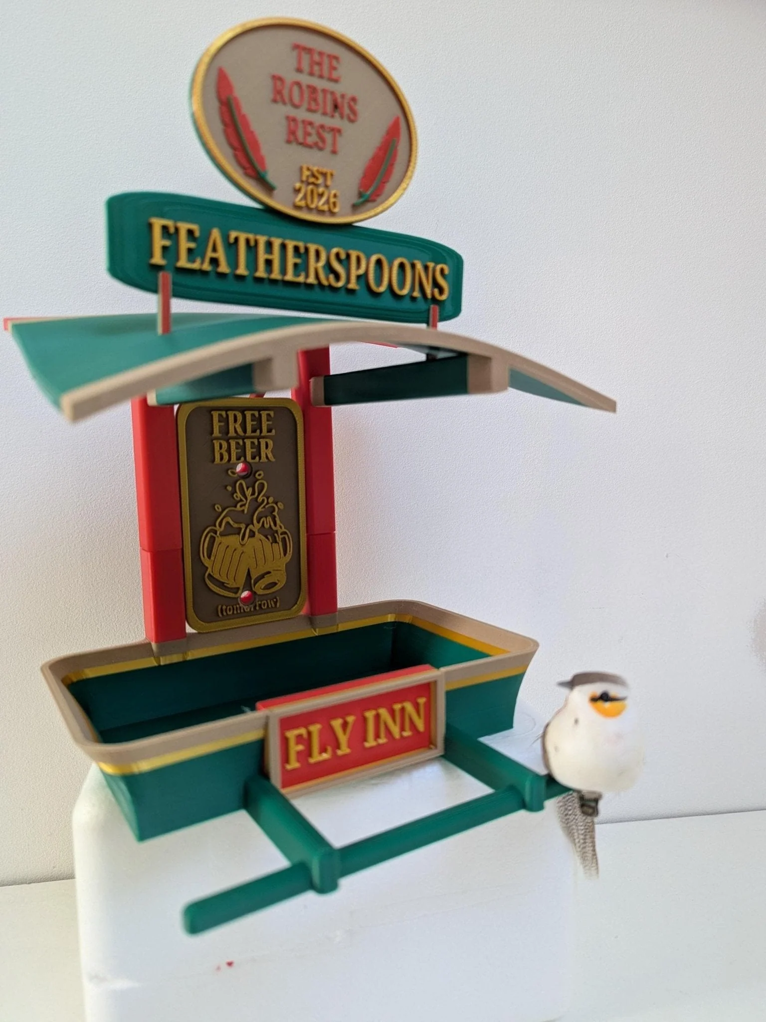 Featherspoons Fly INN – Custom name Bird Feeder – Personalised 3D Printed Pub Style Feeder – Quirky Garden Gift - Image 11