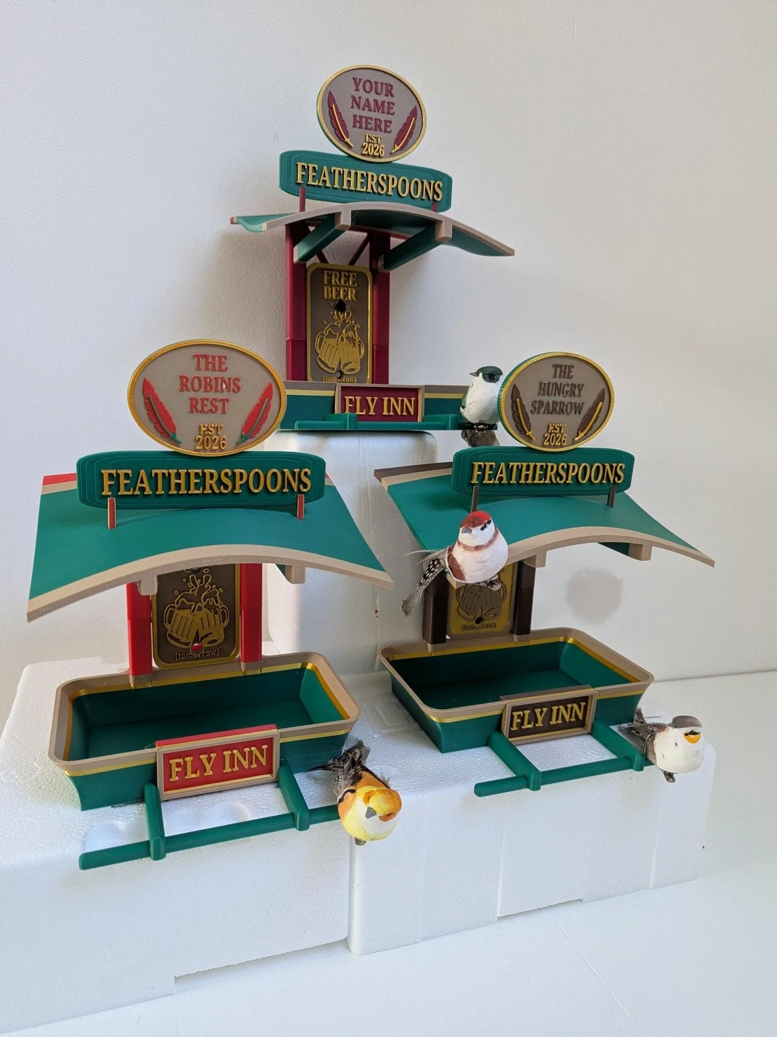 Featherspoons Fly INN – Custom name Bird Feeder – Personalised 3D Printed Pub Style Feeder – Quirky Garden Gift - Image 14