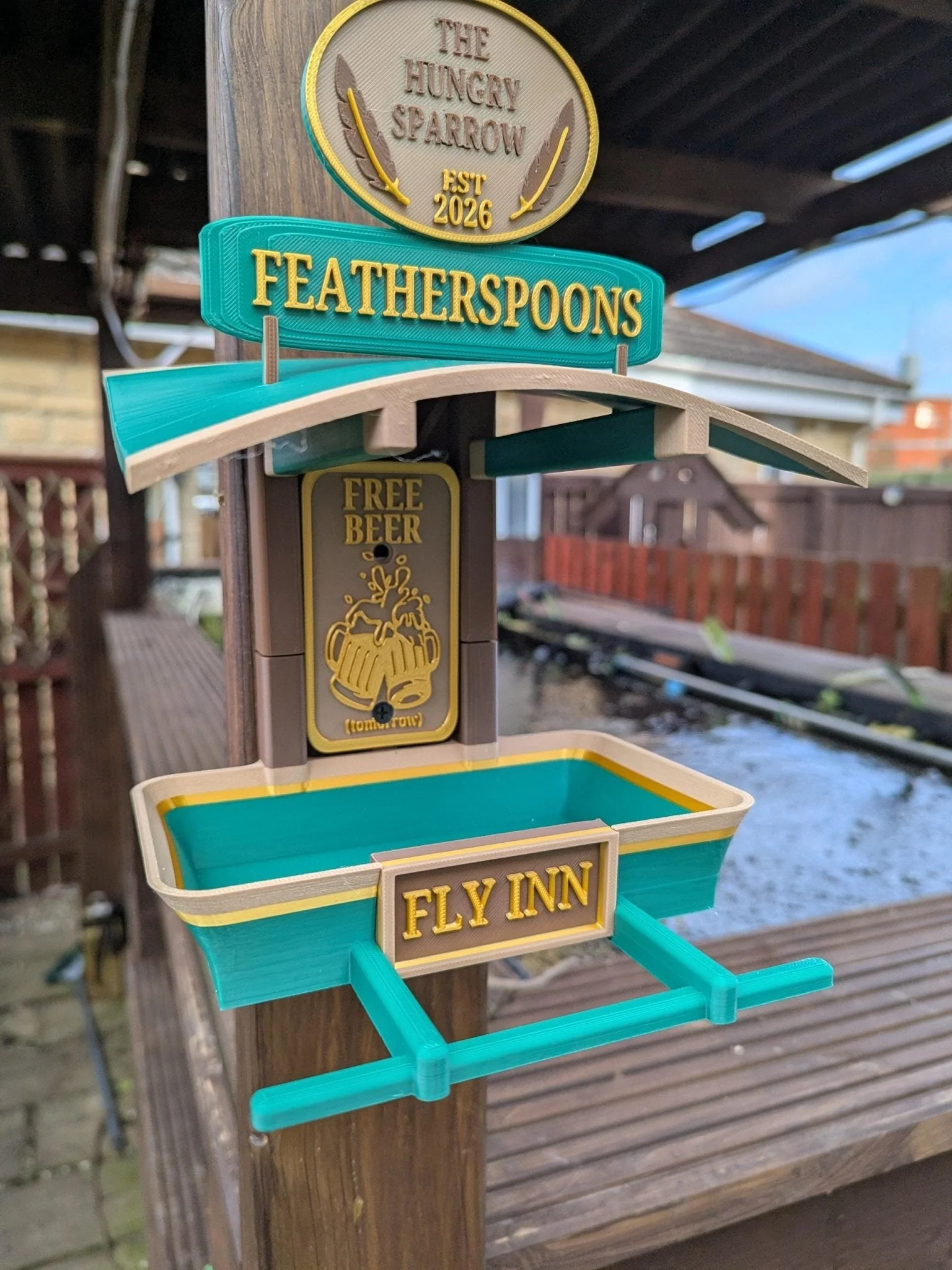 Featherspoons Fly INN – Custom name Bird Feeder – Personalised 3D Printed Pub Style Feeder – Quirky Garden Gift - Image 17