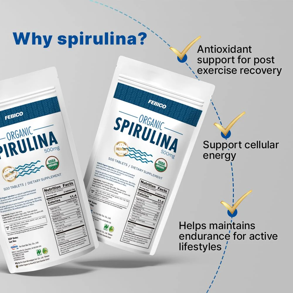 FEBICO Organic Spirulina Tablets 250g – 83 Days Supply | Vegan, Non-GMO, USDA, Naturland, Halal - Image 10