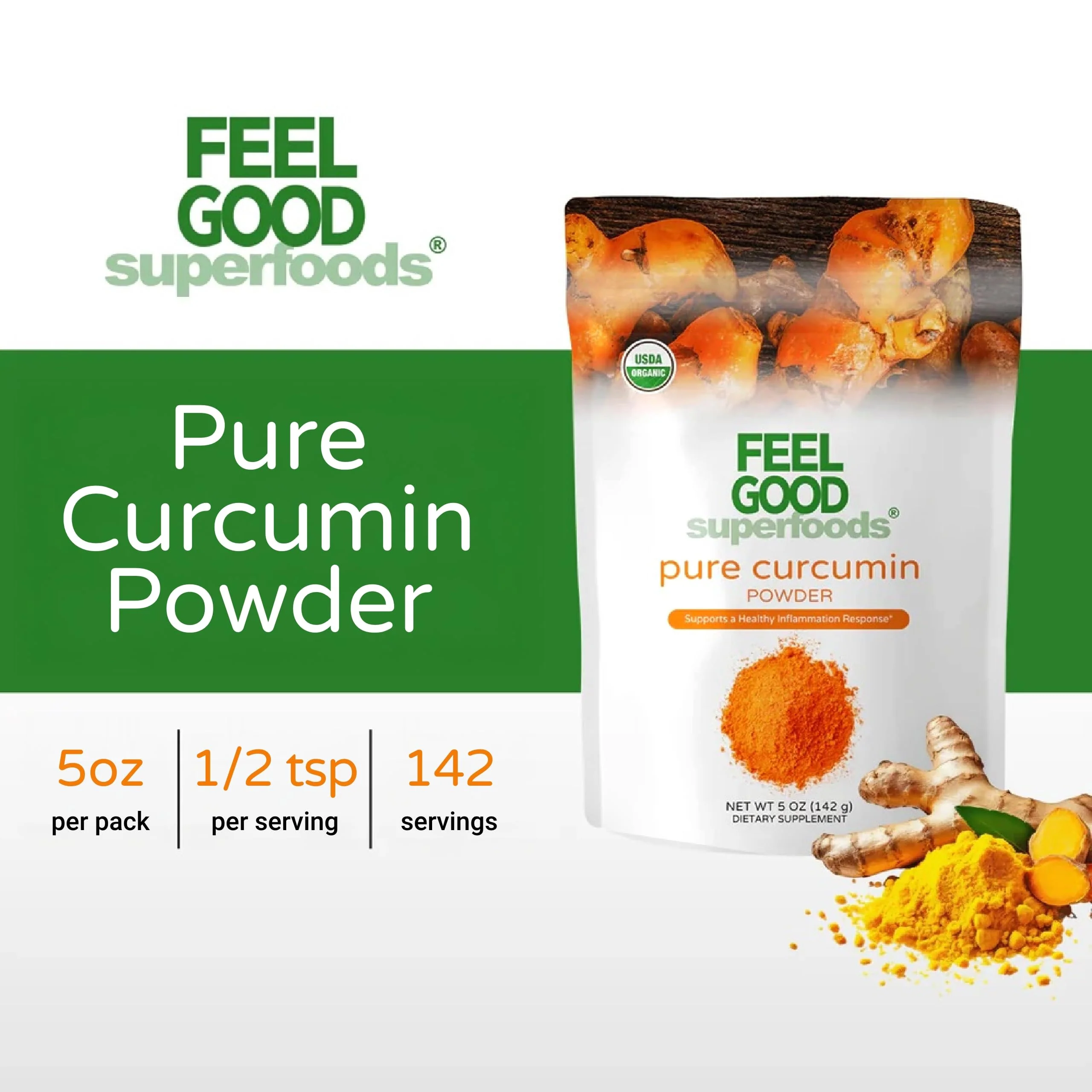 FEEL GOOD Superfoods Pure Curcumin Powder – Organic, Non-GMO, Vegan Turmeric Extract, 5 oz - Image 10