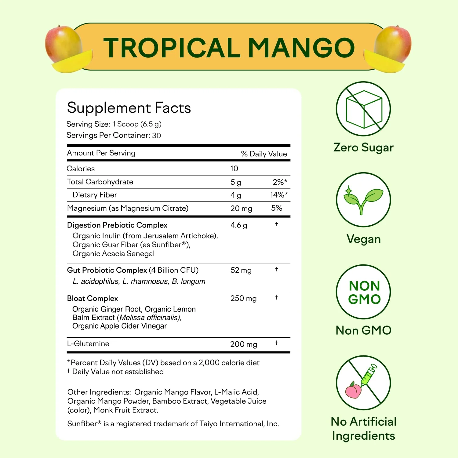Feel Goods Gut Guardian – Organic Fiber, Probiotic & Prebiotic Powder (Sugar Free, Vegan) Tropical Mango 30 Count - Image 6