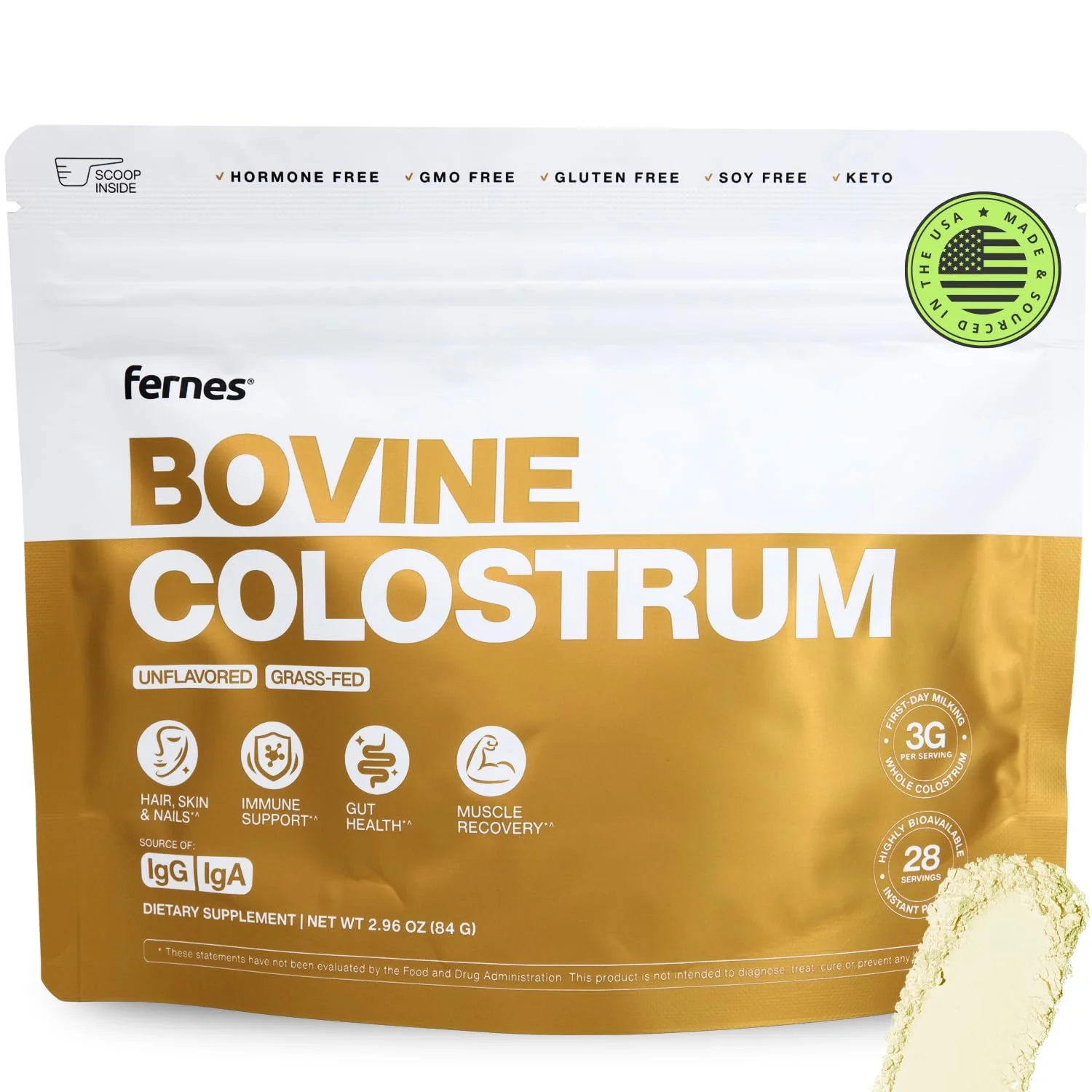 Fernes Grass Fed Colostrum Powder – First Day Milking, Unflavored, Made in USA, 28 Servings - Image 6
