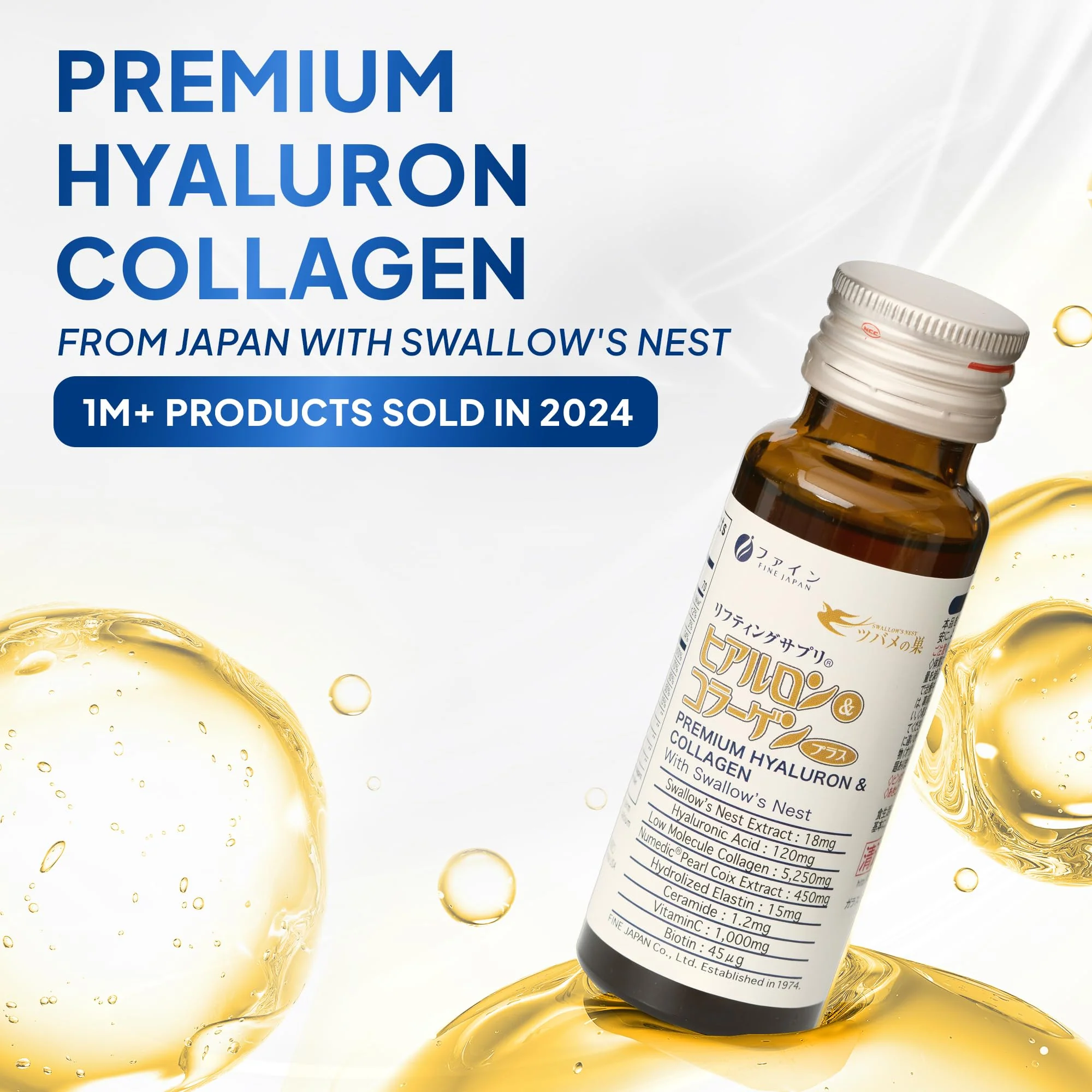 FINE JAPAN Liquid Collagen with Swallow’s Nest & Hyaluronic Acid – 17 fl oz - Image 2