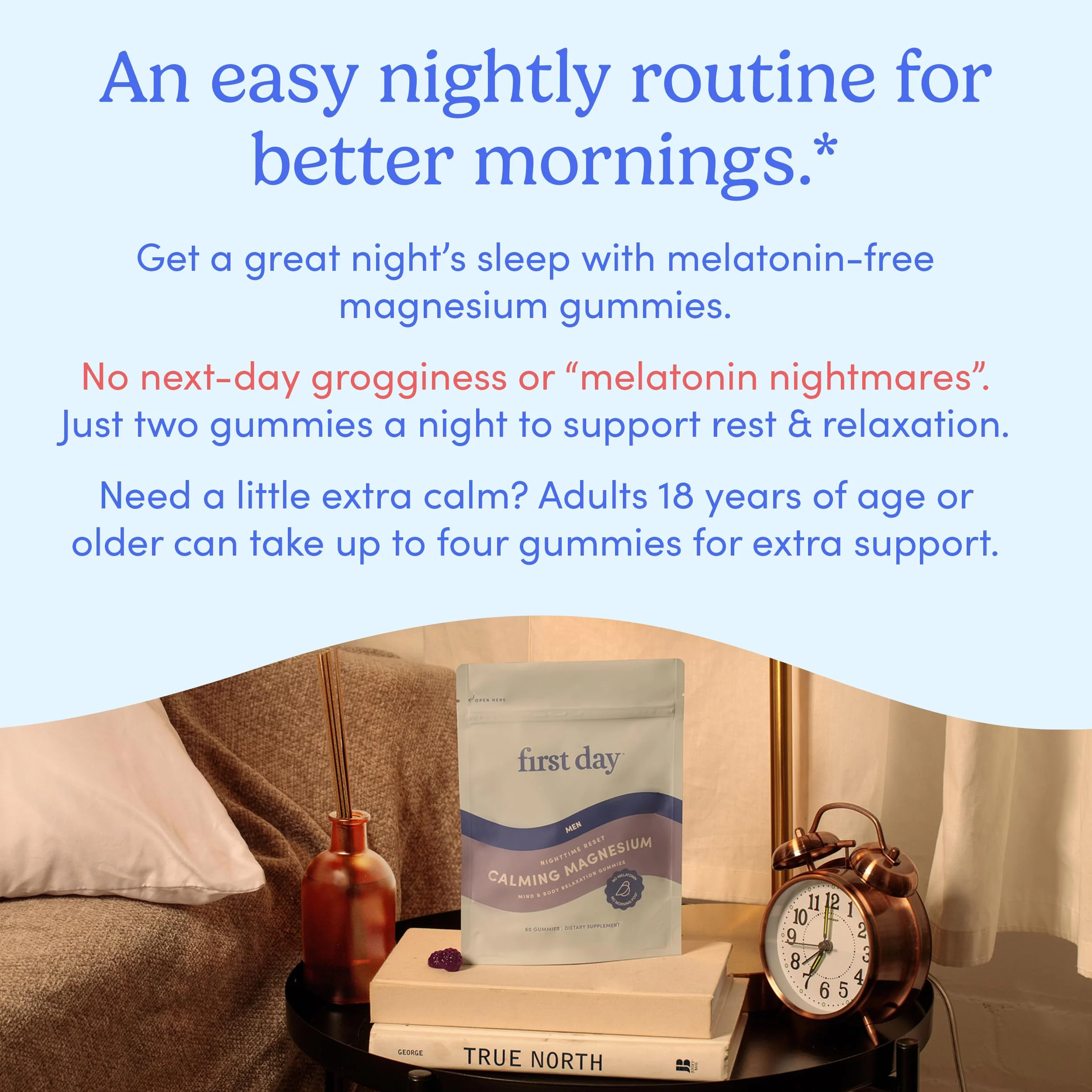 First Day Men's Nighttime Reset Magnesium Gummies – Sleep Support, Mood & Energy (No Melatonin) – 30-Day Supply - Image 17
