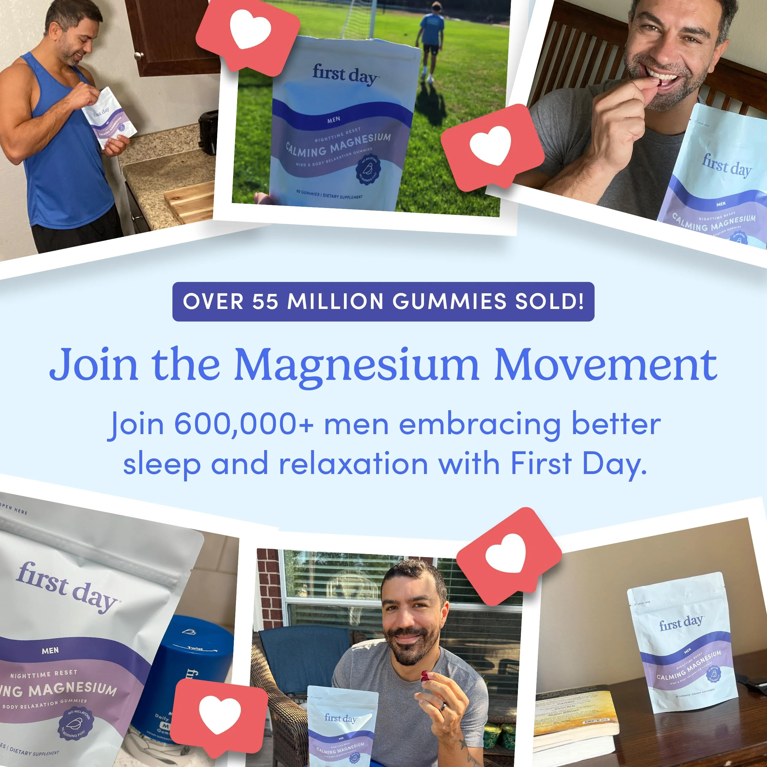 First Day Men's Nighttime Reset Magnesium Gummies – Sleep Support, Mood & Energy (No Melatonin) – 30-Day Supply - Image 18