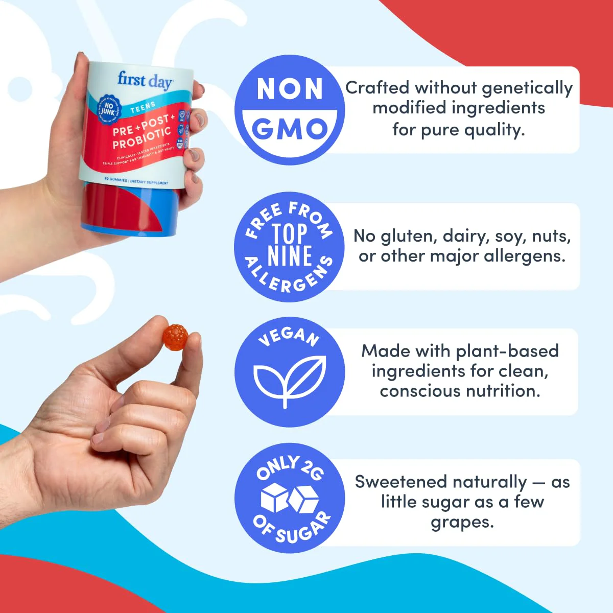 FIRST DAY Teens’ Gut Sustainer Gummies – 3-in-1 Prebiotic, Probiotic & Postbiotic - Image 16