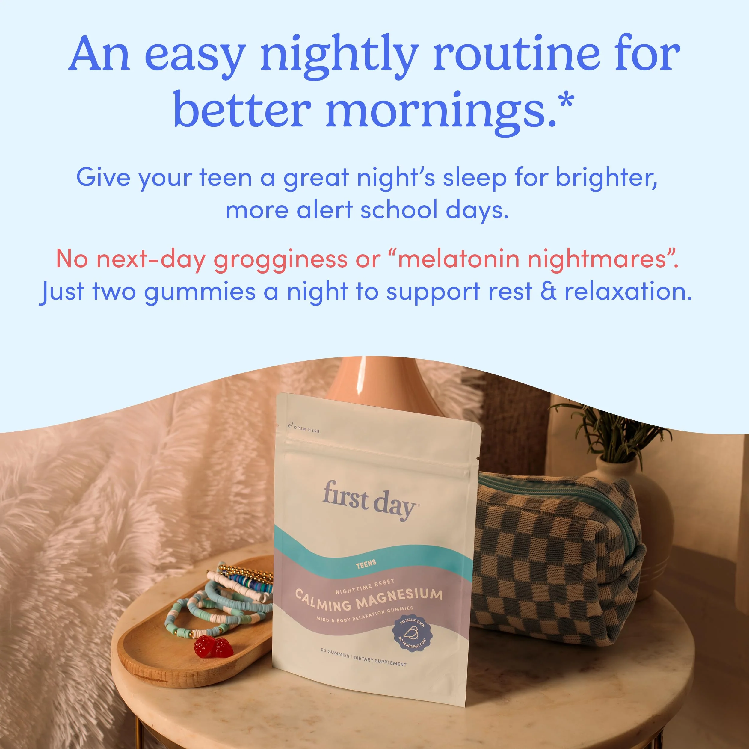 First Day Teens’ Nighttime Reset Calming Magnesium Gummies – Sleep, Mood & Energy (No Melatonin) – 60‑Day Supply - Image 8