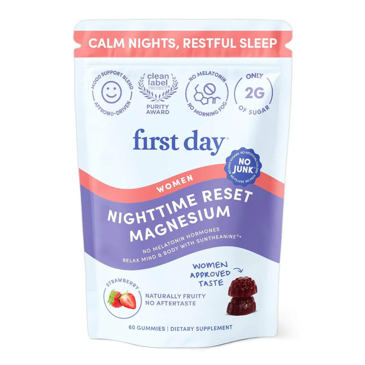 First Day Women’s Nighttime Reset Calming Magnesium Gummies – Sleep Support, Calm Mood & Energy – No Melatonin – 30-Day Supply - Image 10