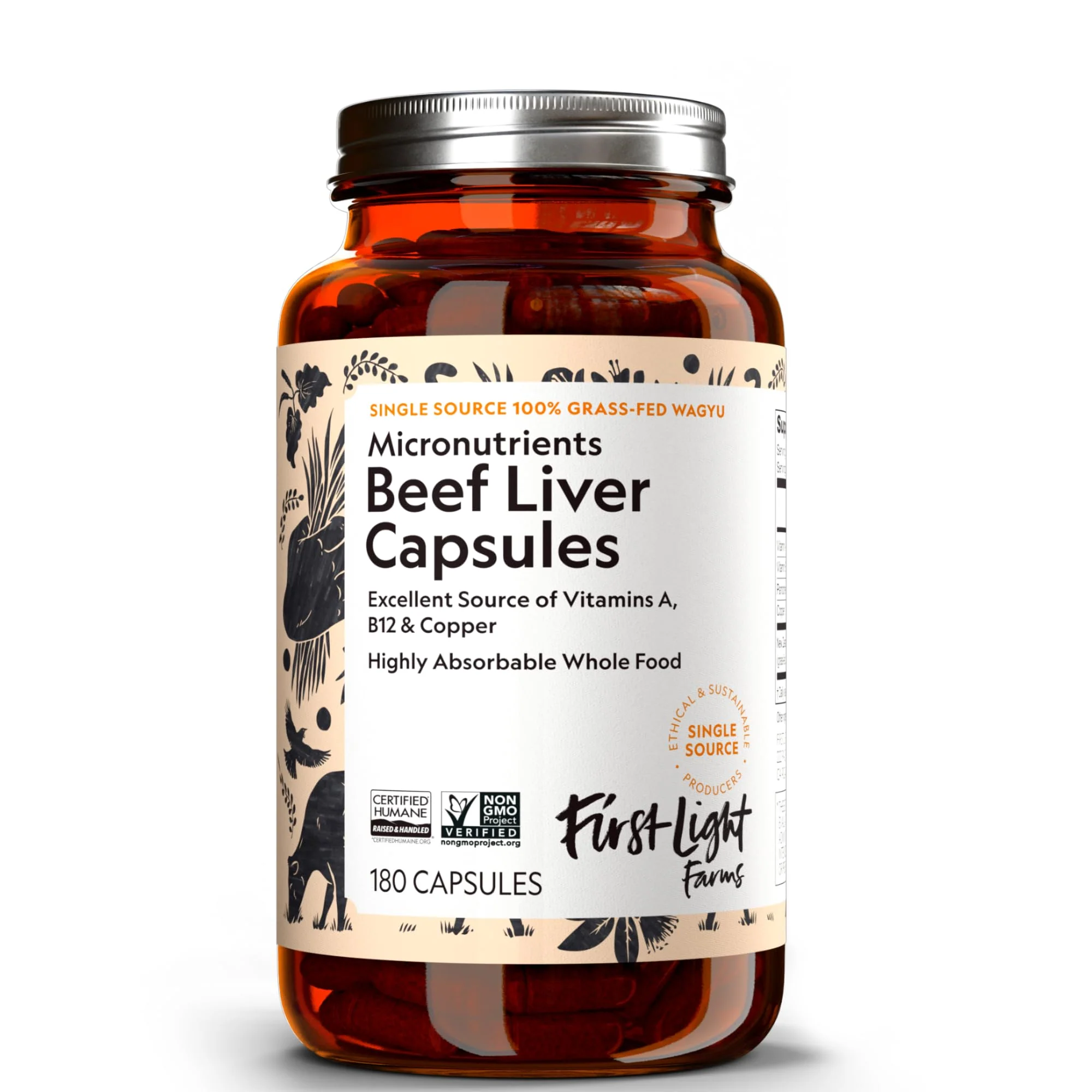 First Light Grass-Fed Beef Liver Capsules | Freeze-Dried Wagyu Liver, 180 Capsules - Image 8