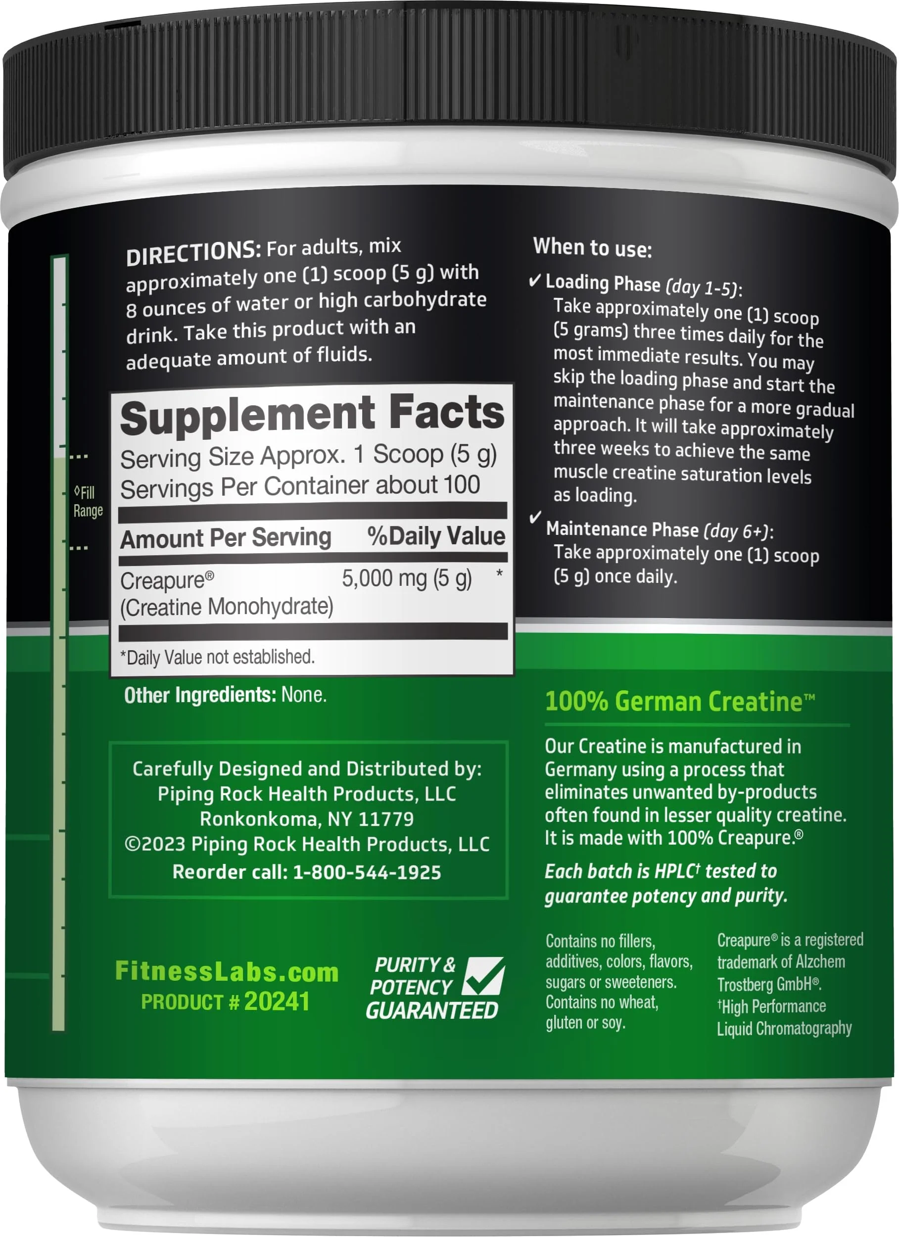 Fitness Labs German Creatine Monohydrate Powder | 500 Grams | Creapure Fitness Supplement | 100 Servings - Image 2