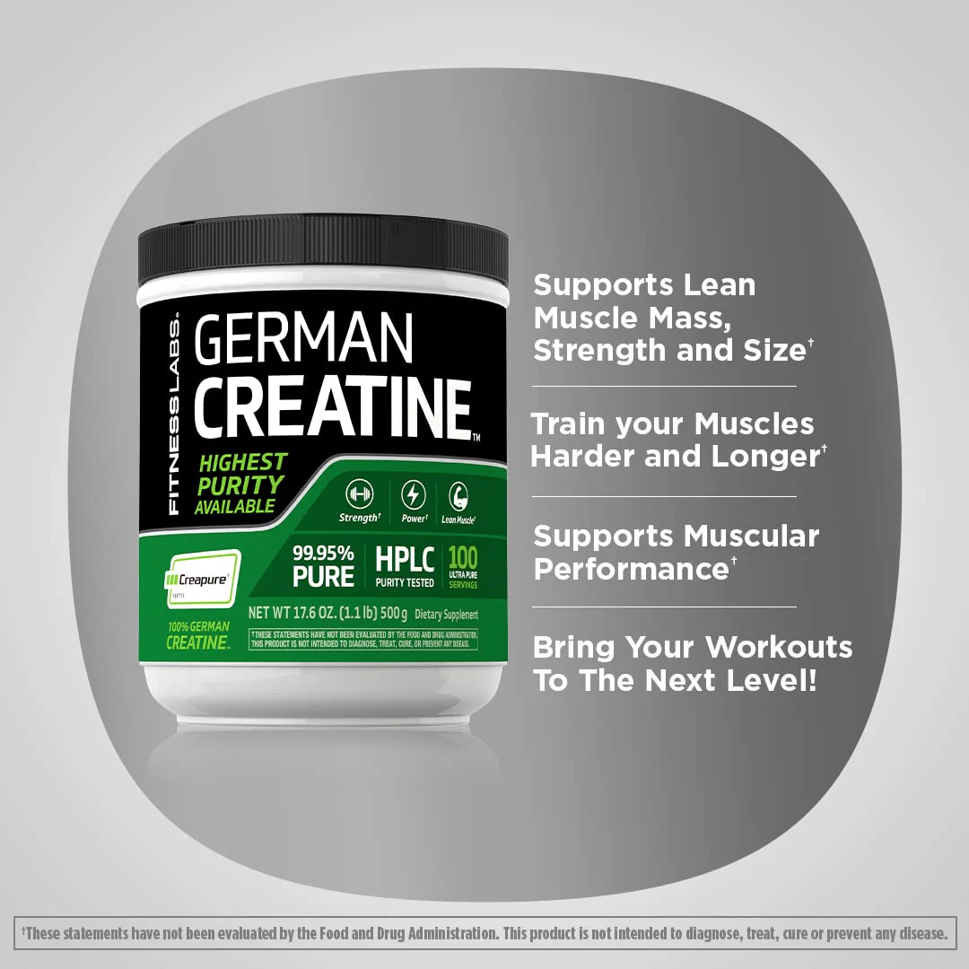 Fitness Labs German Creatine Monohydrate Powder | 500 Grams | Creapure Fitness Supplement | 100 Servings - Image 4