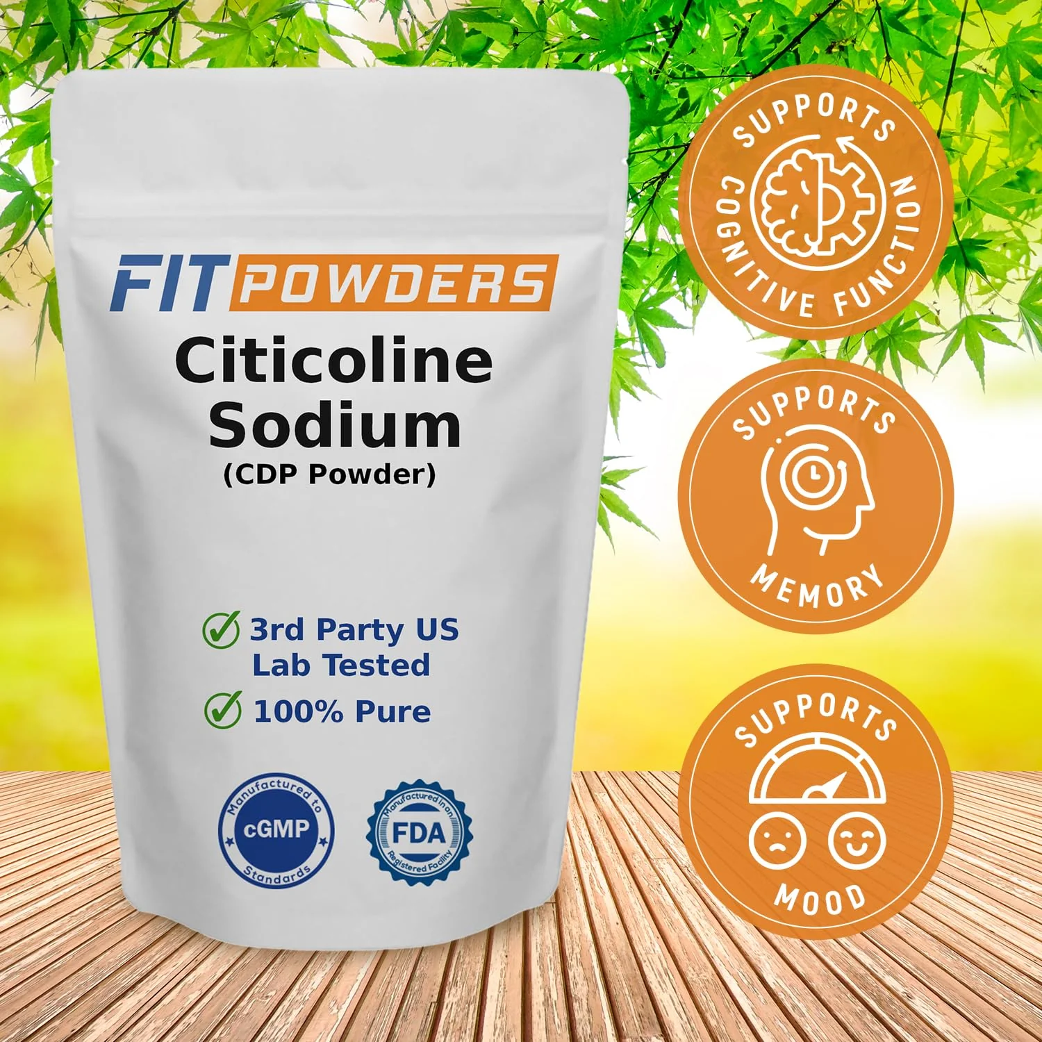 FitPowders Citicoline Powder – CDP Choline Sodium (250g) with Scoop | Pure, Vegan - Image 4